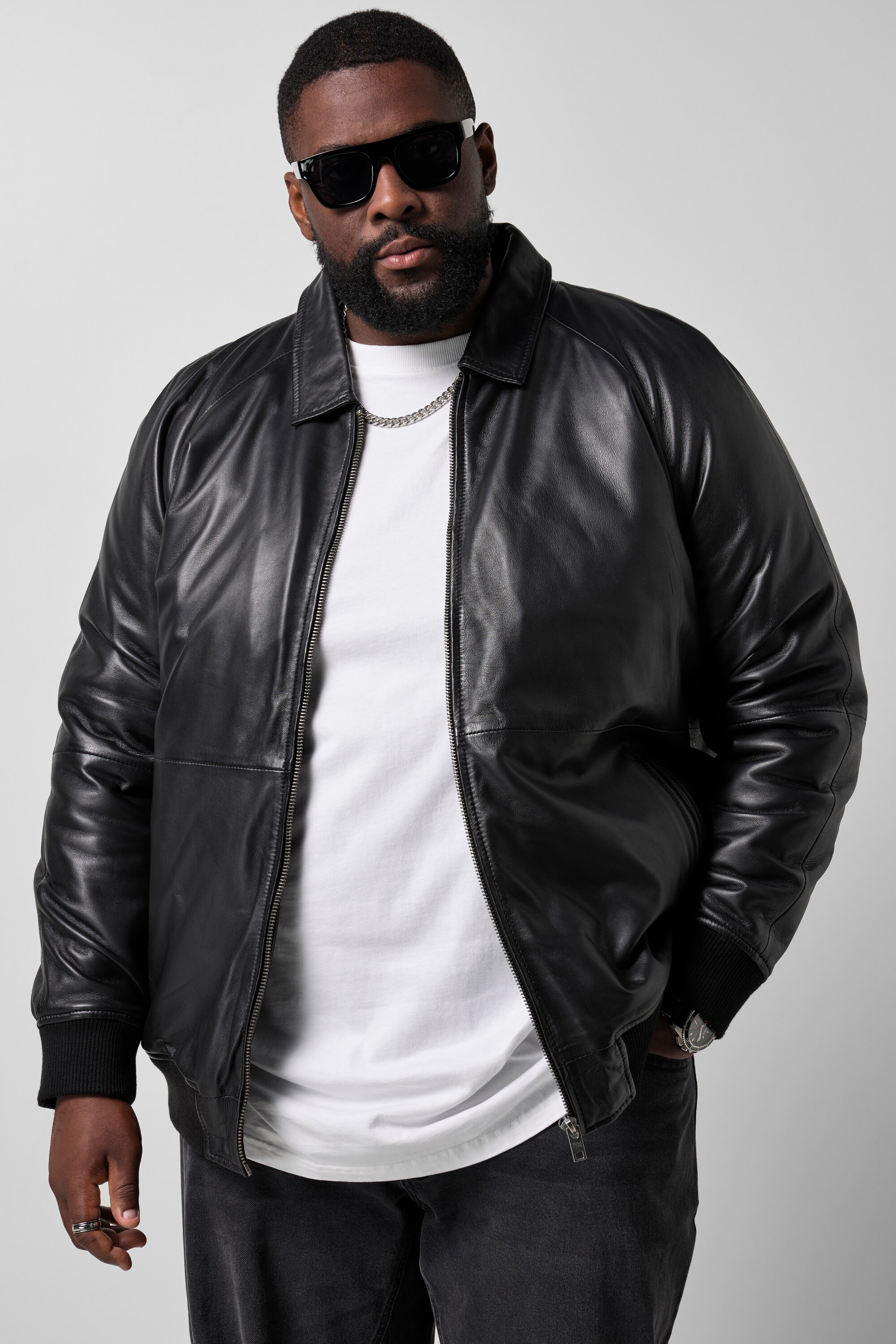 Blouson en cuir d'agneau nappa, STHUGE