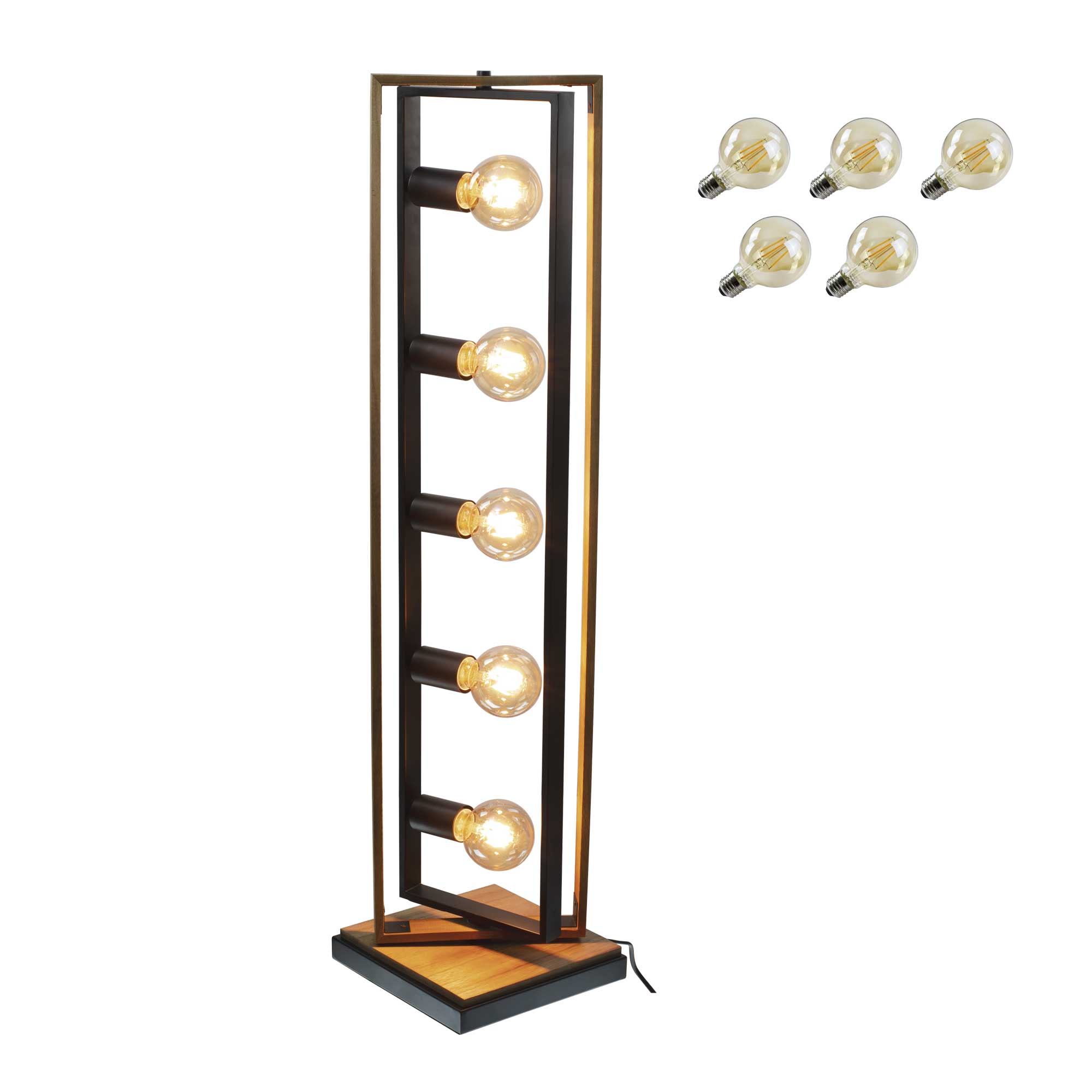 Lampadaire en métal et bois de hêtre, WOOLI, C-CREATION