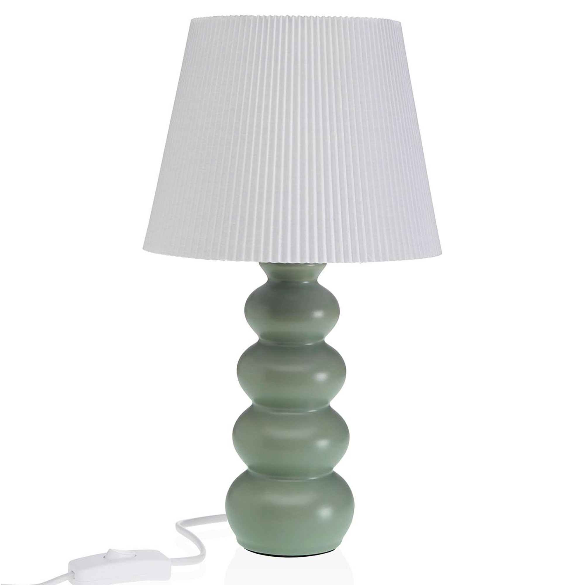 Lampe à poser en céramique verte et abat-jour plissé blanc 17.5x17.5x32.5cm, VERSA