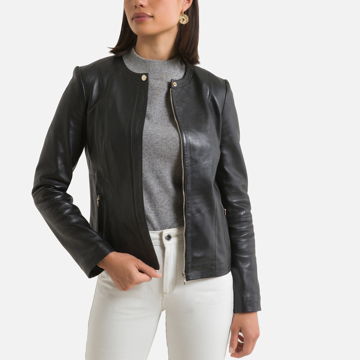 Short nappa leather jacket Anne Weyburn | La Redoute