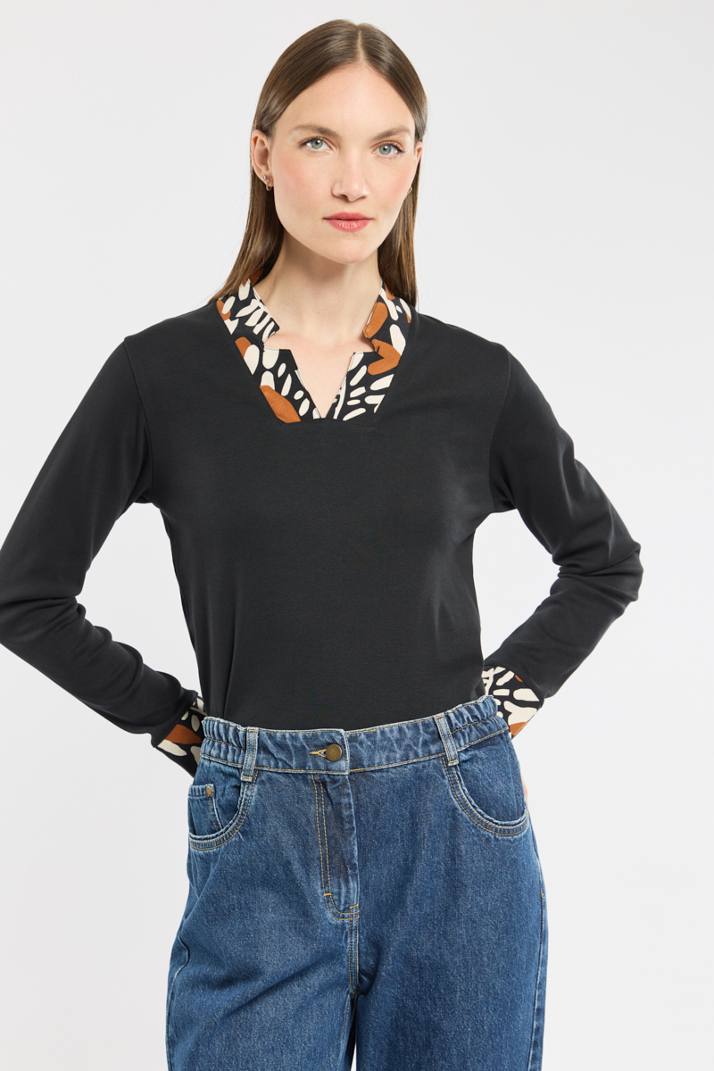 T-shirt trompe l'oeil en coton, ARMOR-LUX