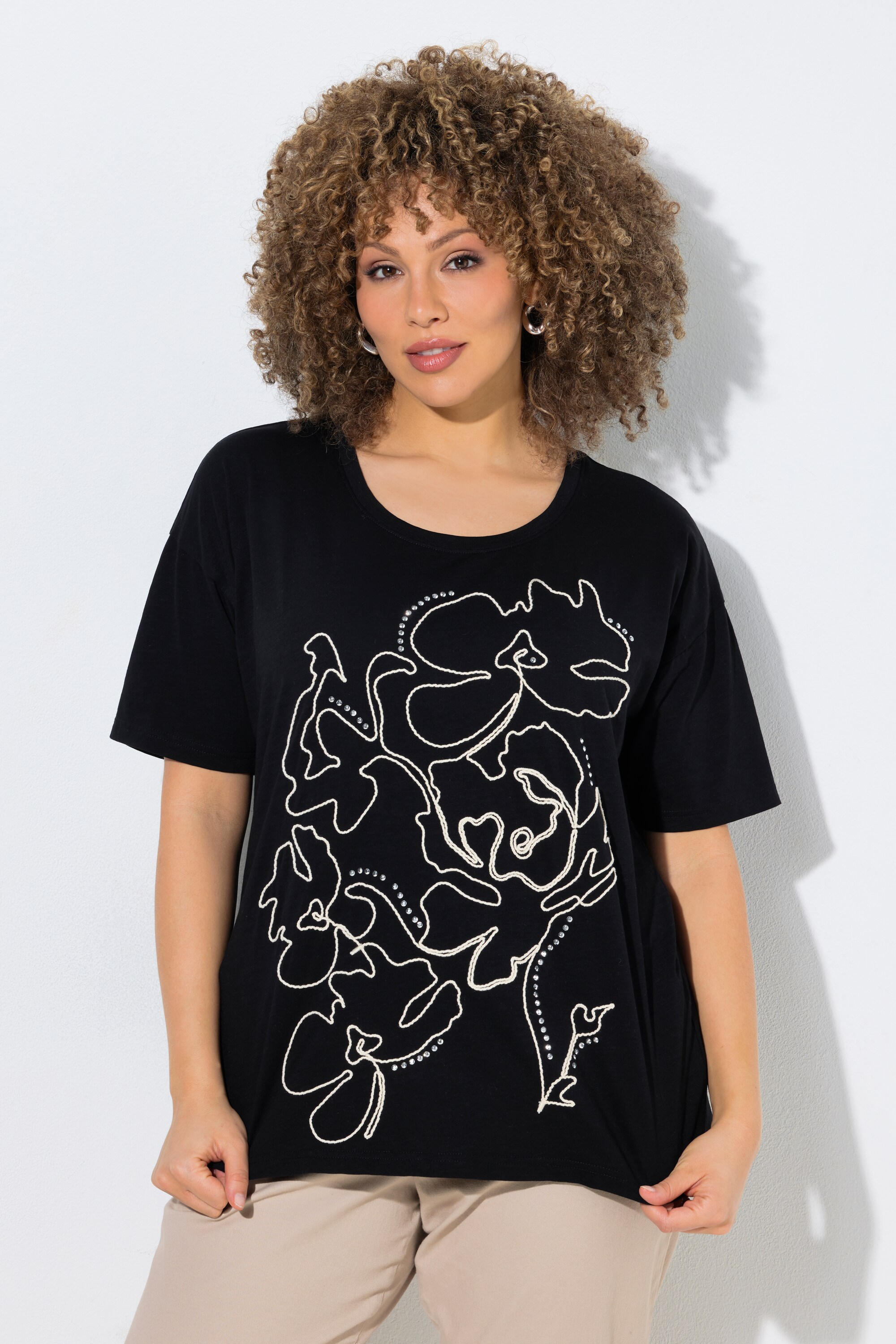 T-shirt oversize, broderies en fil de corde, ULLA POPKEN