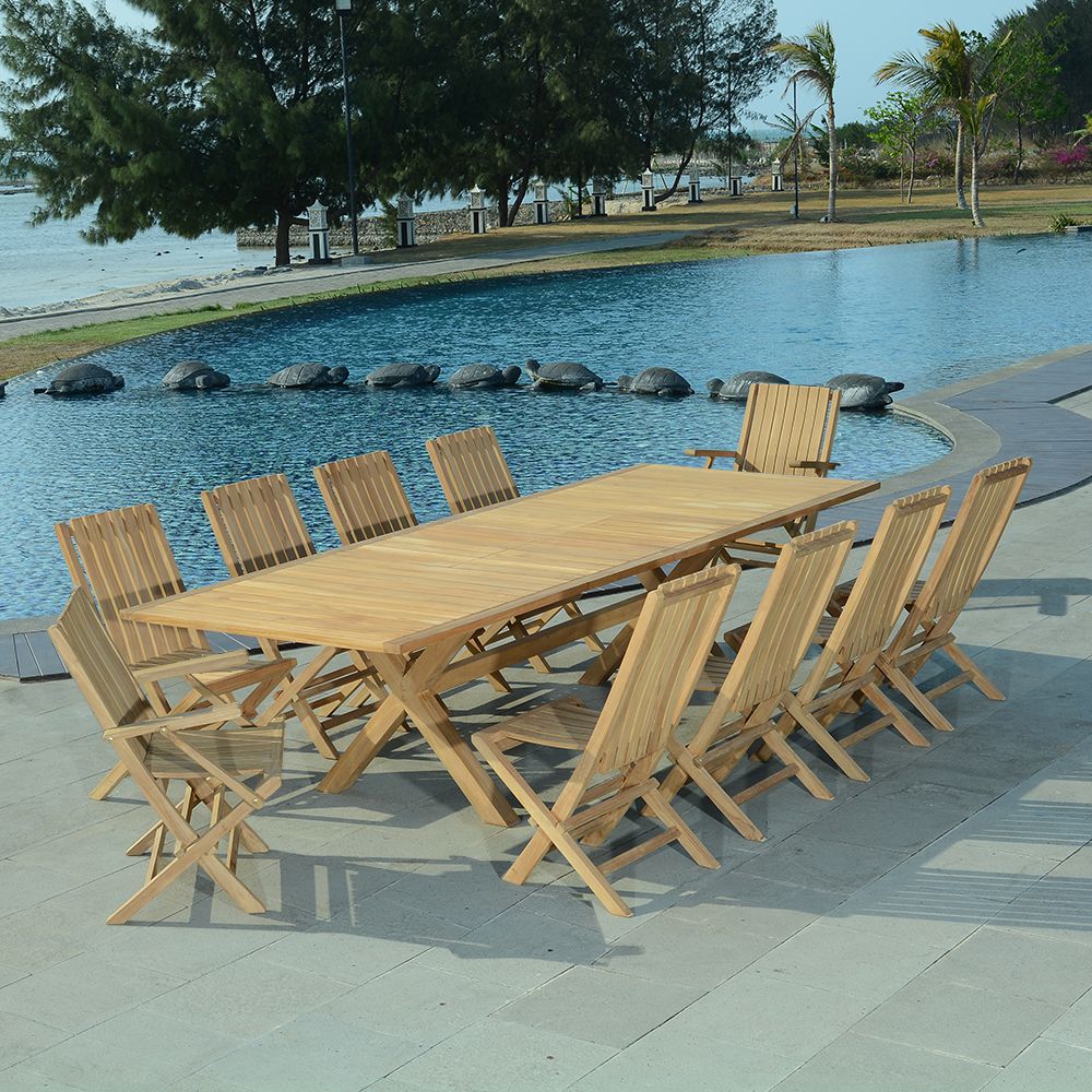 Salon de jardin teck massif La Paz, 10 places, TECK ATTITUDE