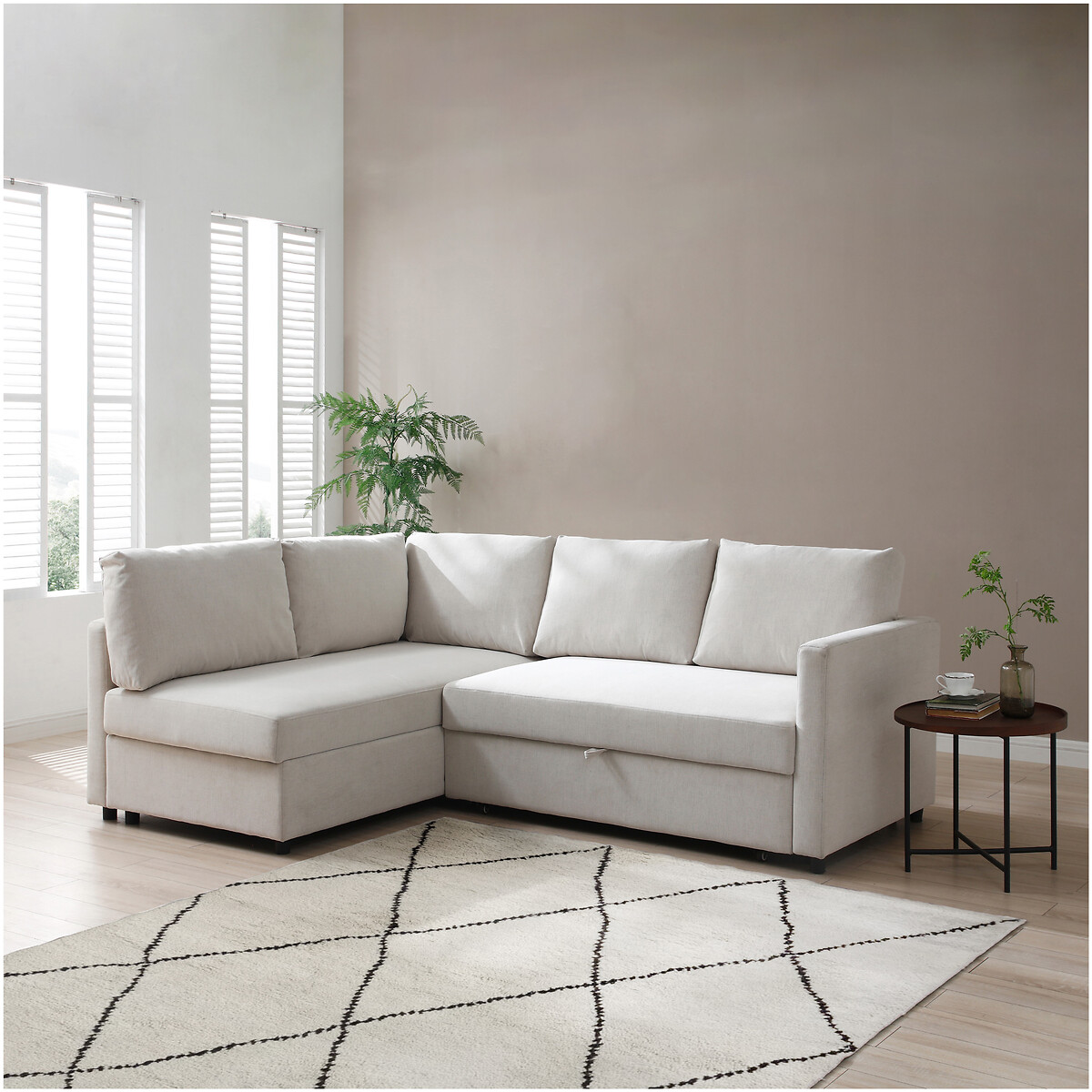 Freya Easy Clean Large Corner Sofa Bed with Storage Compartment, SO'HOME