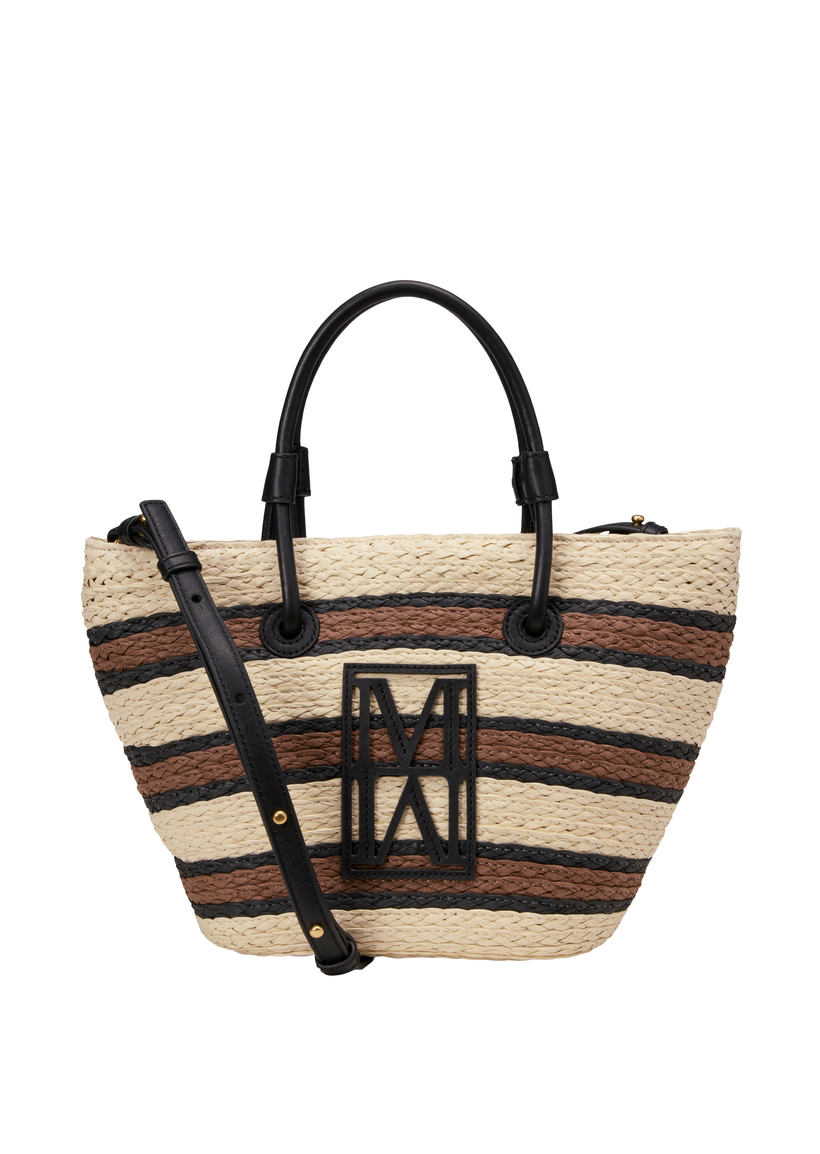 Shopper en raphia petit avec détails élégants en cuir véritable, MARC O'POLO