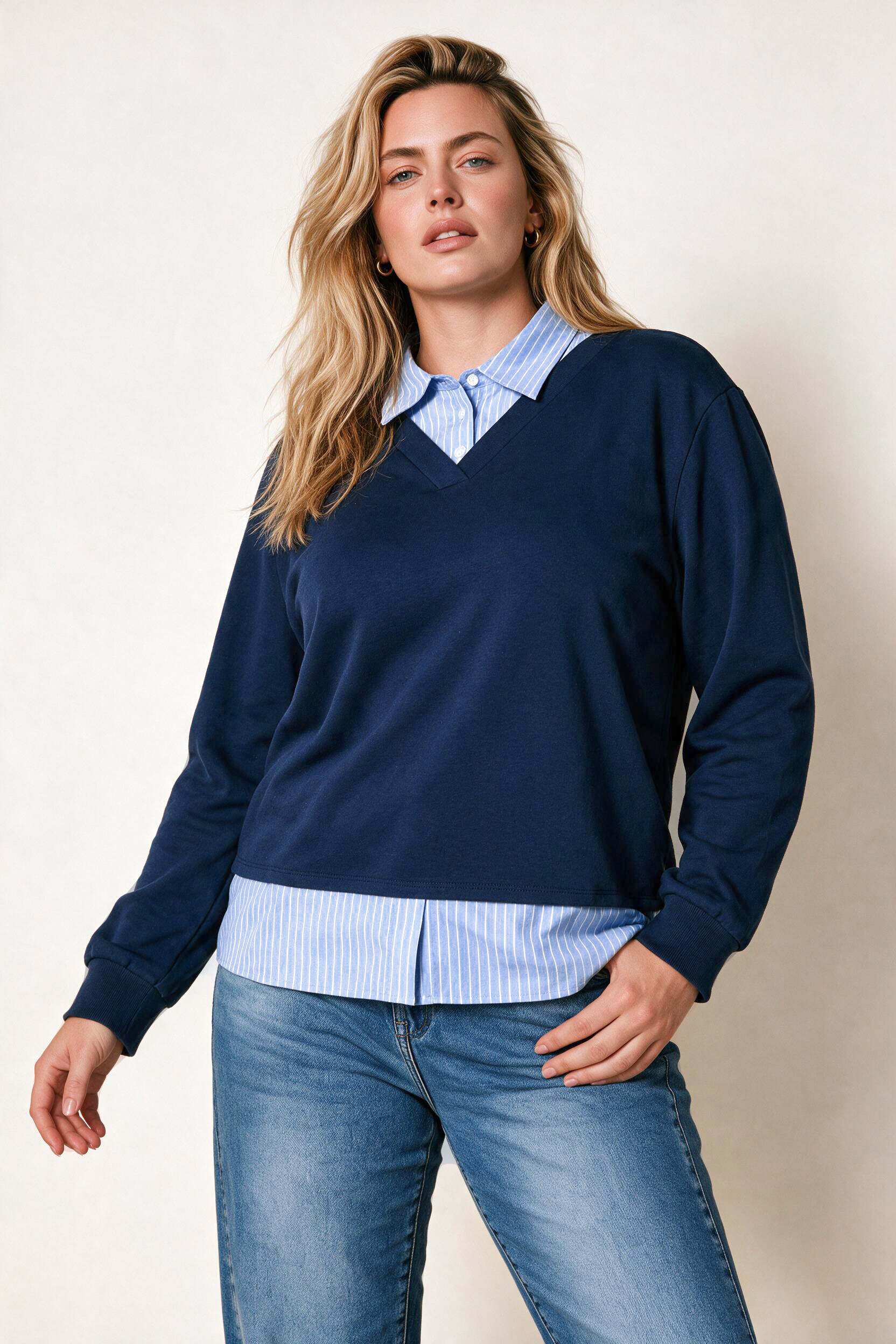 Sweat-shirt, effet de superposition, ULLA POPKEN