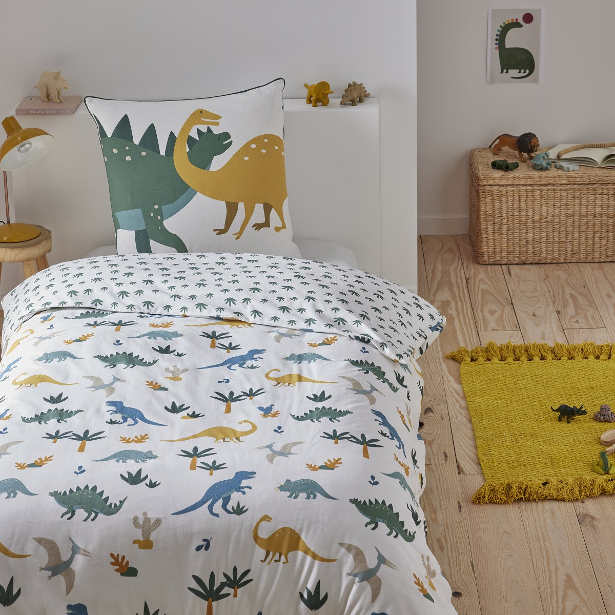 Parure de lit enfant en coton imprimé dinosaure DENVER, FUTURE HOME