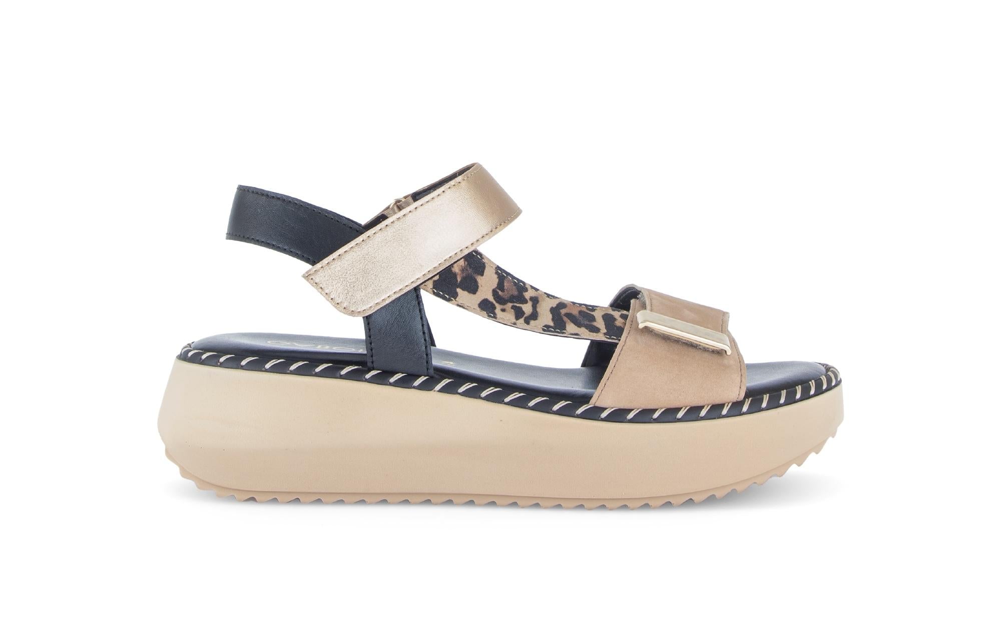 Sandales en cuir à talon compensé, GABOR