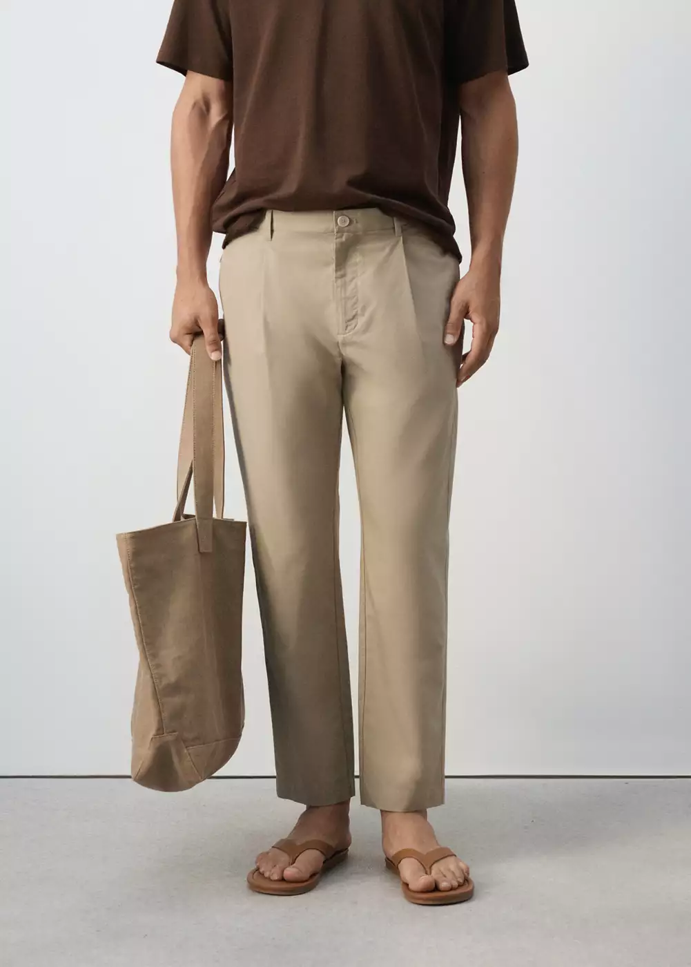 Pantalon coupe regular en mélange de coton et lyocell, MANGO MAN