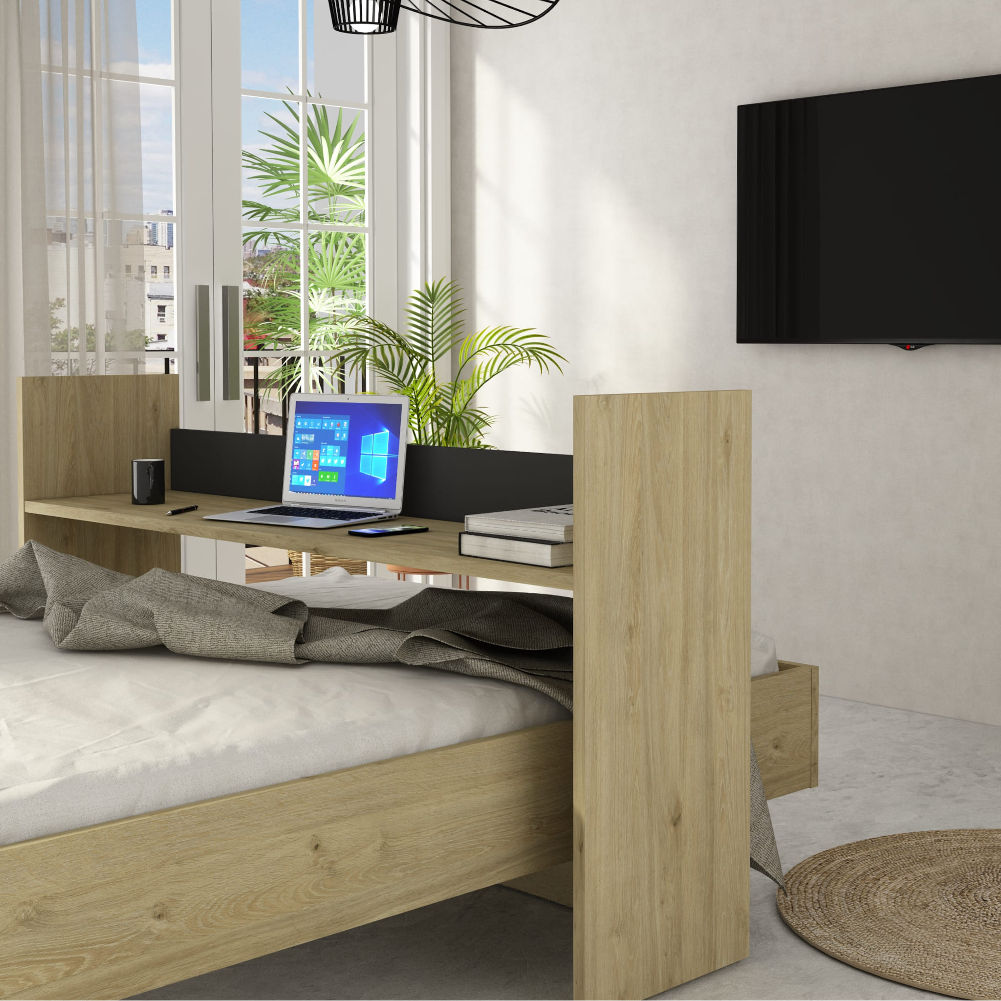 Bureau à roulette en bois, TERRE DE NUIT