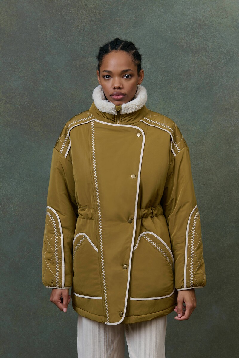Tanya mid-length coat, olive, Louise Misha | La Redoute