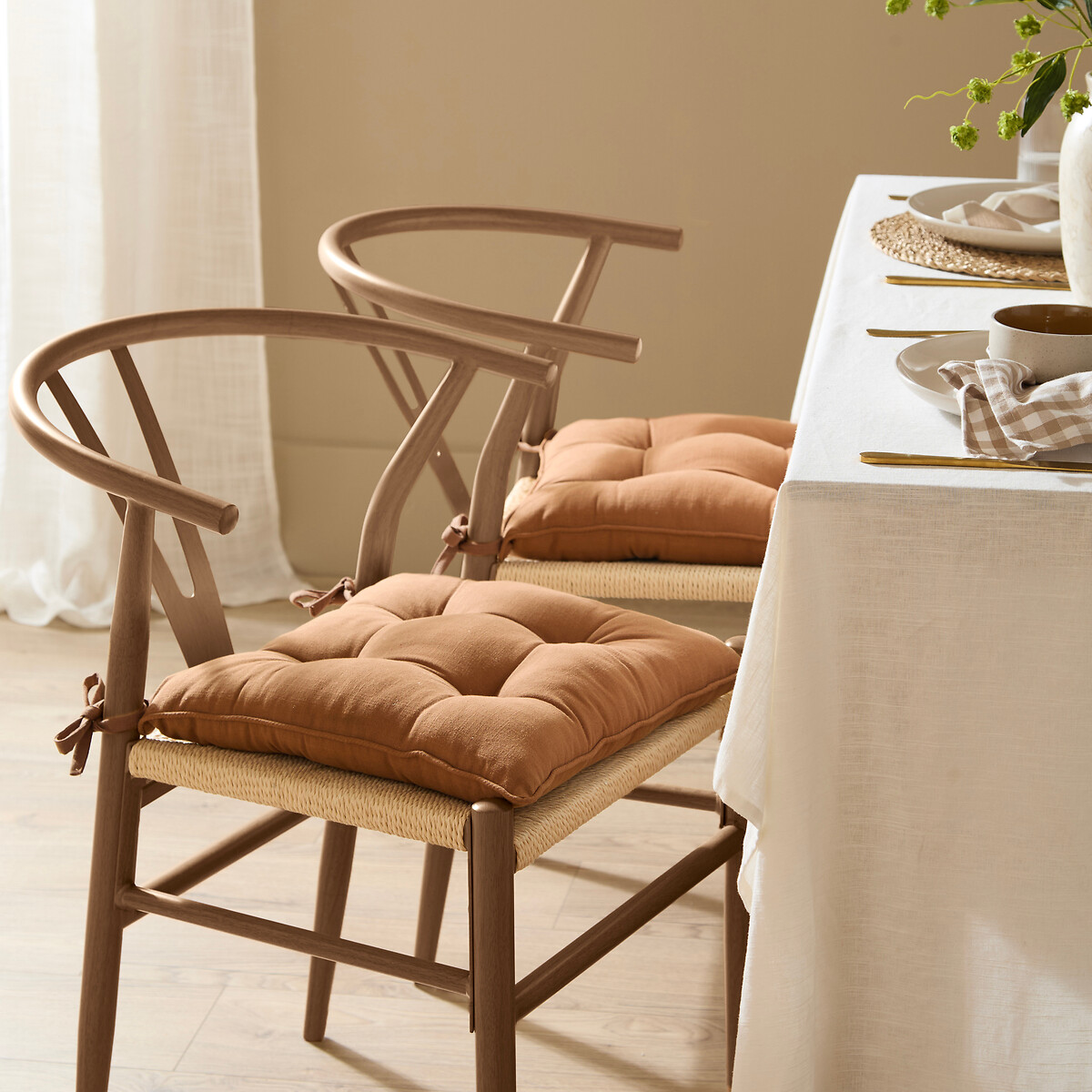 Set of 2 Slub Cotton Seat Pads, YARD