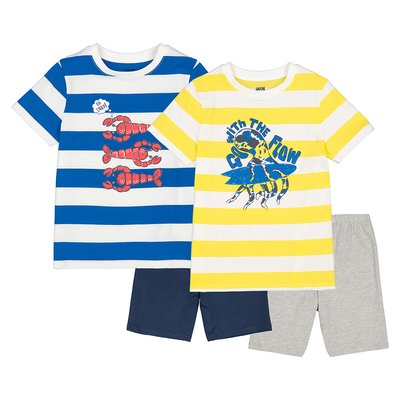 Pack of 2 Striped Short Pyjamas in Cotton with Octopus and Lobster Prints LA REDOUTE COLLECTIONS