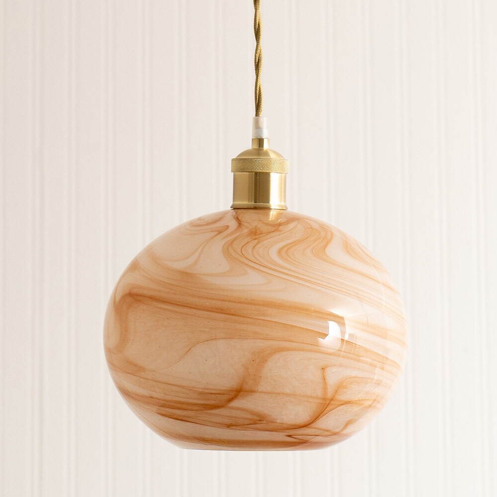 Stanton Alabaster Marble Effect Glass Easy Fit Pendant Shade, SO'HOME