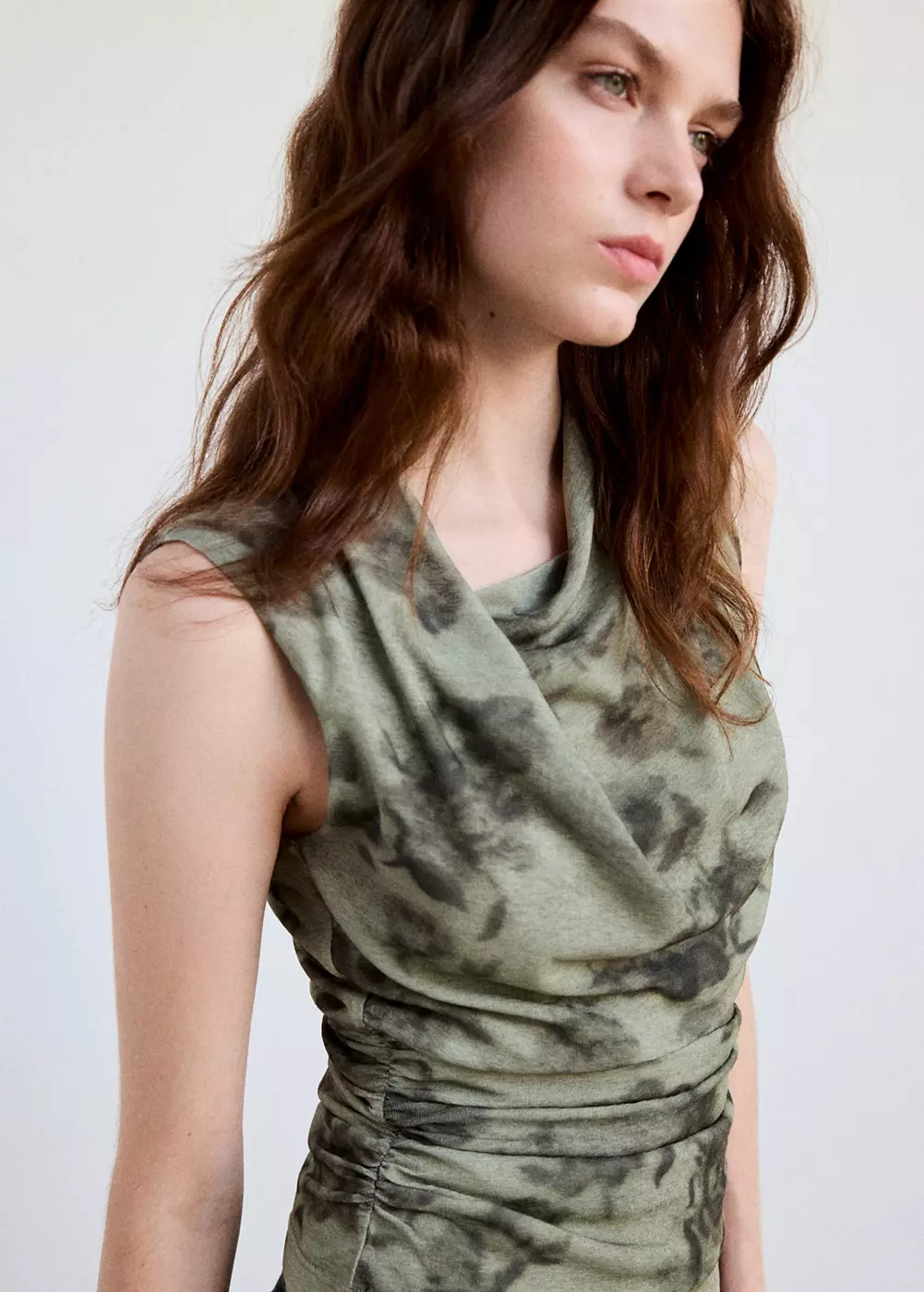 Top imprimé drapé, MANGO