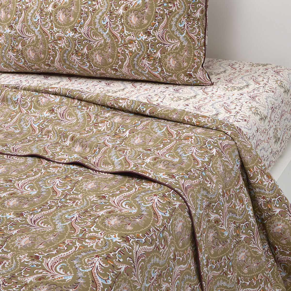 Drap plat en percale de coton vert, TALMA, DESFORGES