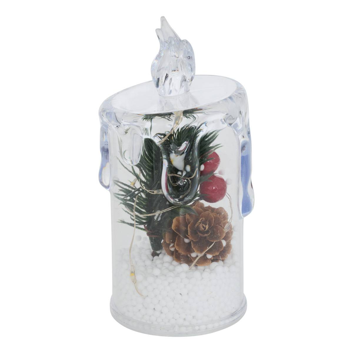Bougie décorative de Noël lumineuse 8 LED blanc chaud H. 11,5 cm à piles, FEERIC LIGHTS & CHRISTMAS