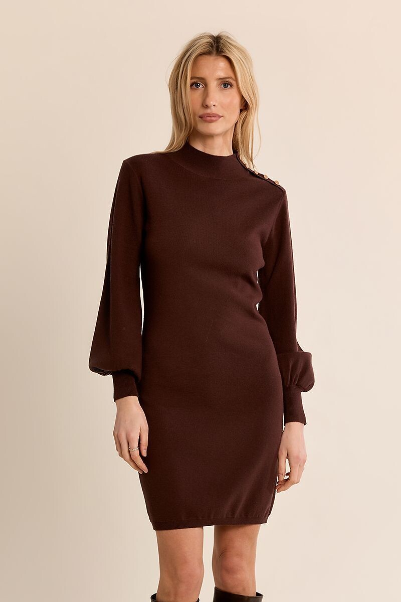 Balloon Sleeve Knitted Jumper Dress, MOLLY BRACKEN