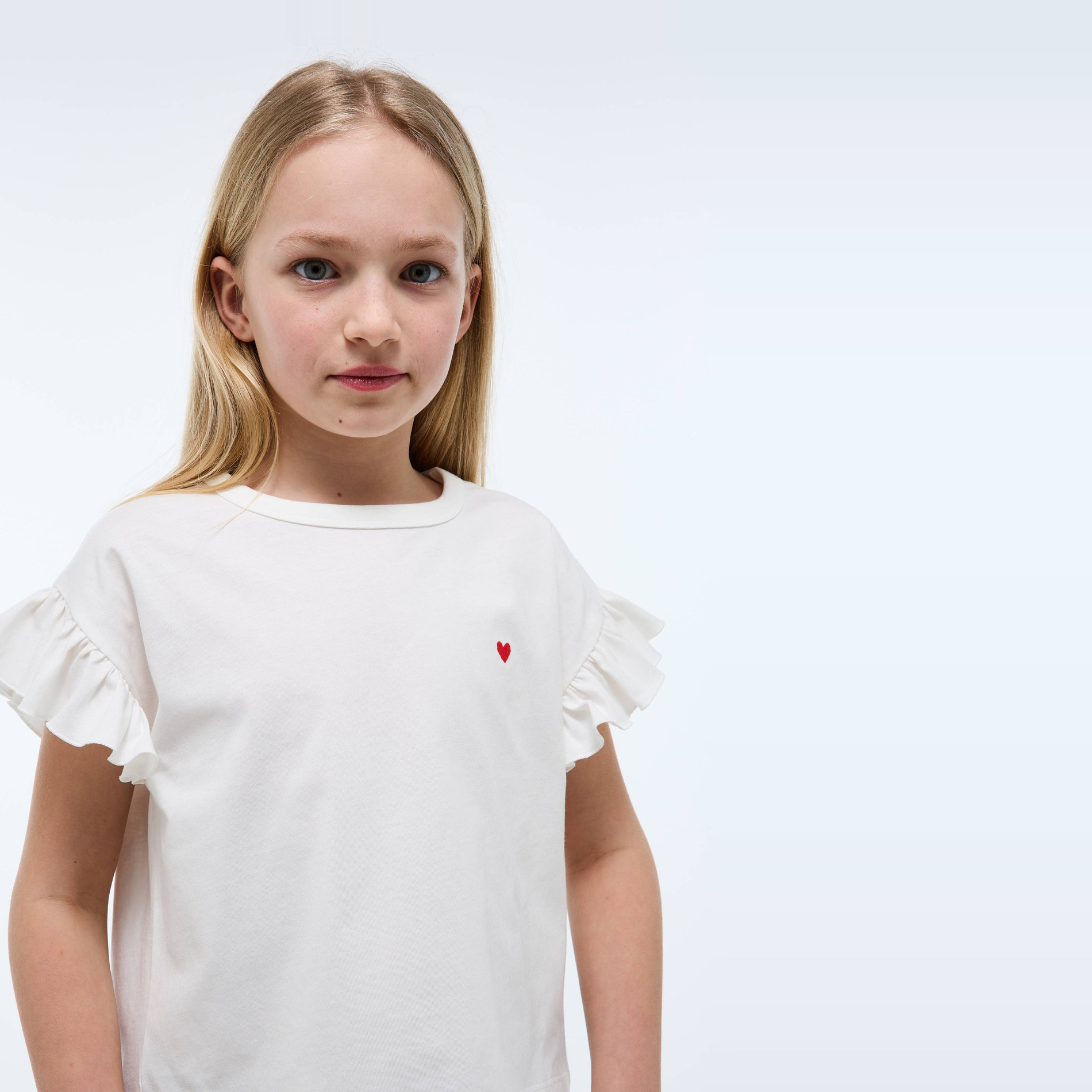 T-shirt manches volantées en coton, MONOPRIX