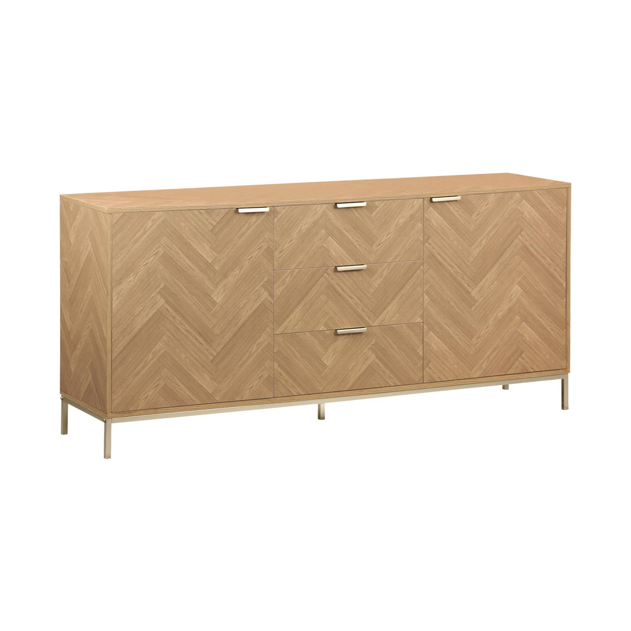 Buffet décor bois chevrons 2 portes 160cm BUDAPEST, SWEEEK