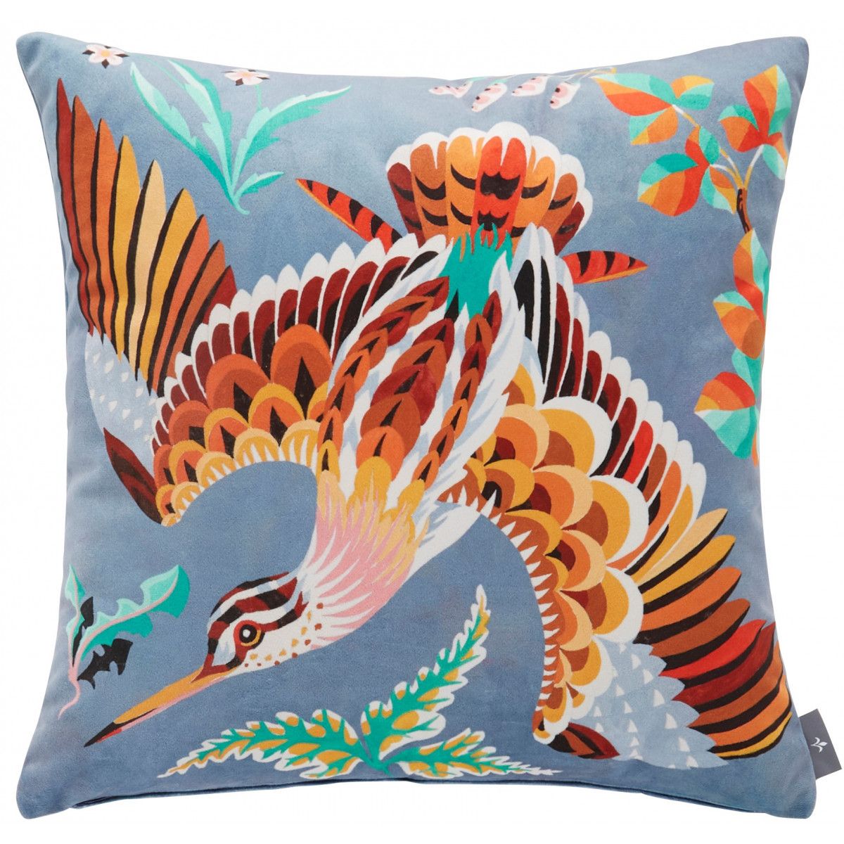 coussin becasse imprime sur velours made in france, france