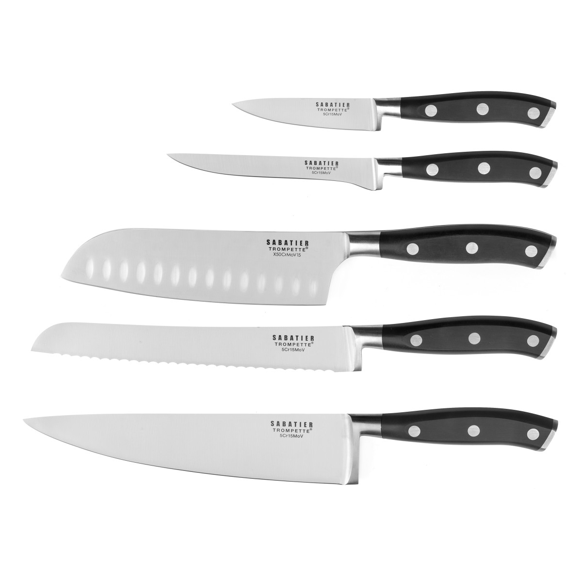 Set 5 couteaux de cuisine - VULCANO, SABATIER TROMPETTE