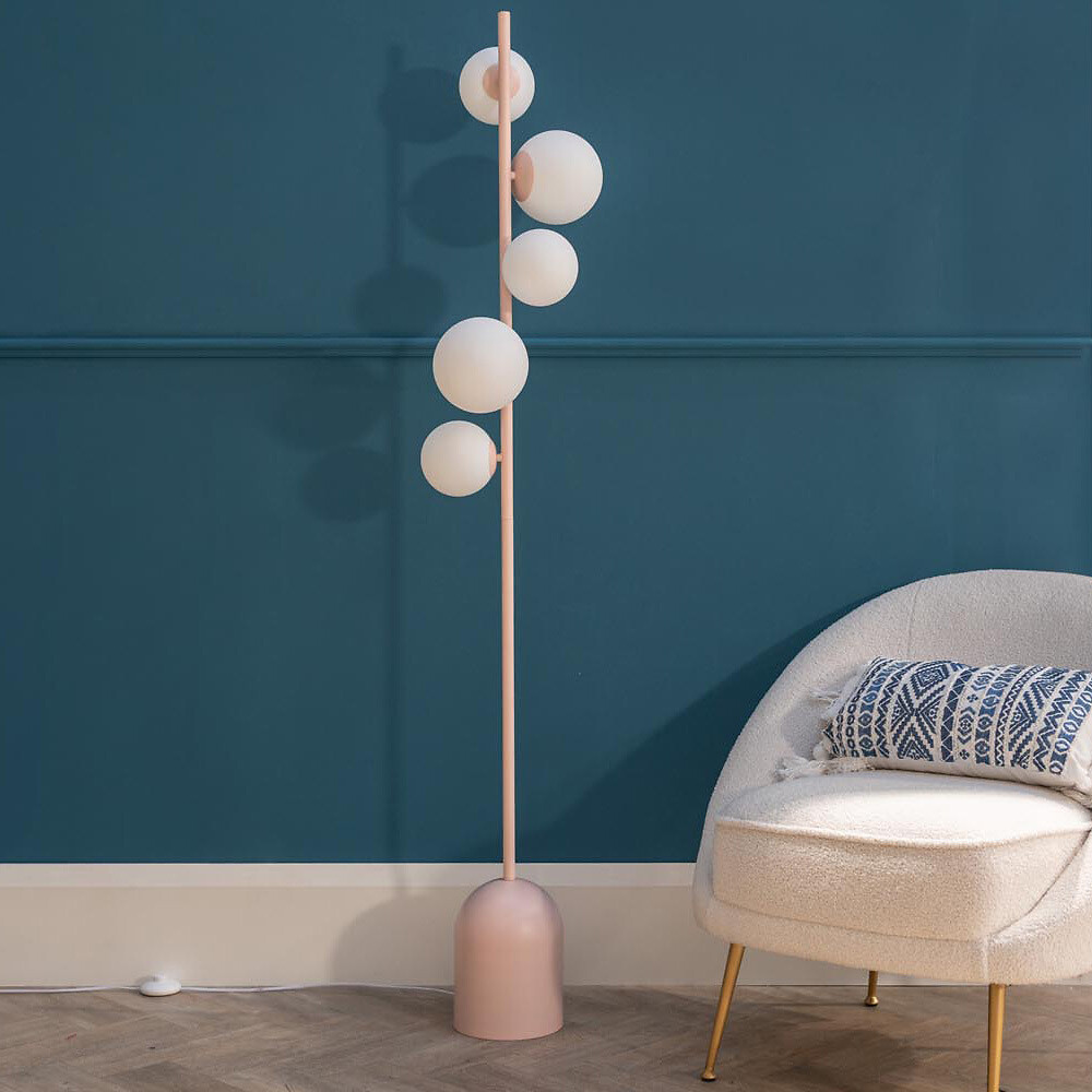 Marion 5-Light Floor Lamp in Blush Pink, SO'HOME