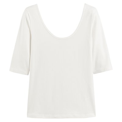 Organic Cotton T-Shirt with Scoop Neck LA REDOUTE COLLECTIONS