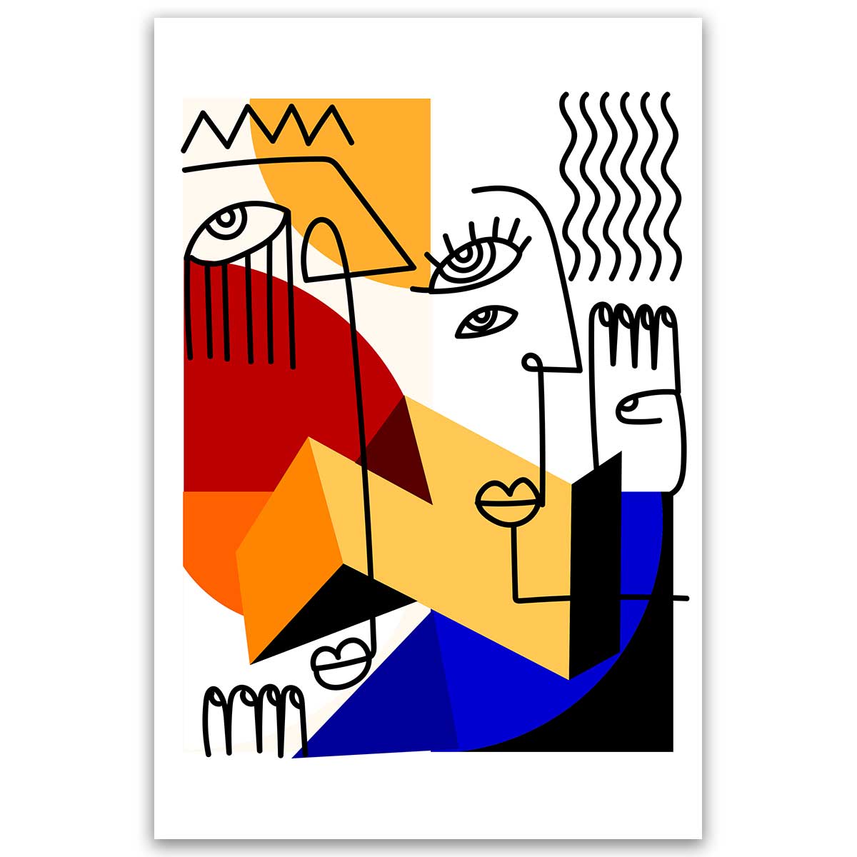 Tableau visage abstrait moderne coloré, HEXOA