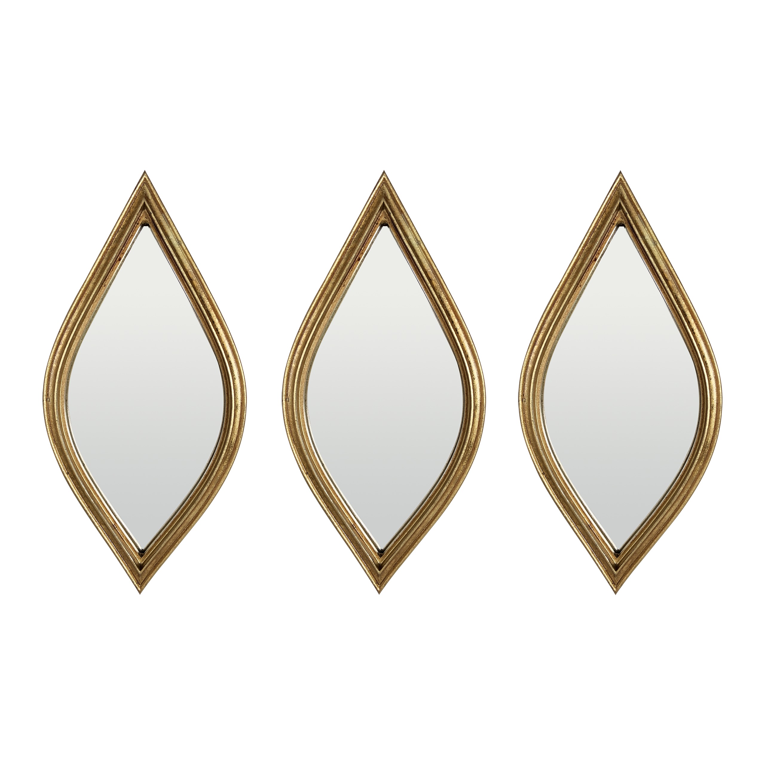 Lot de 3 miroirs losanges arrondis 12x24cm, EMDE