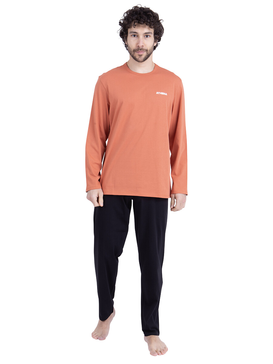 Pyjama long en coton, manches longues, ATHENA