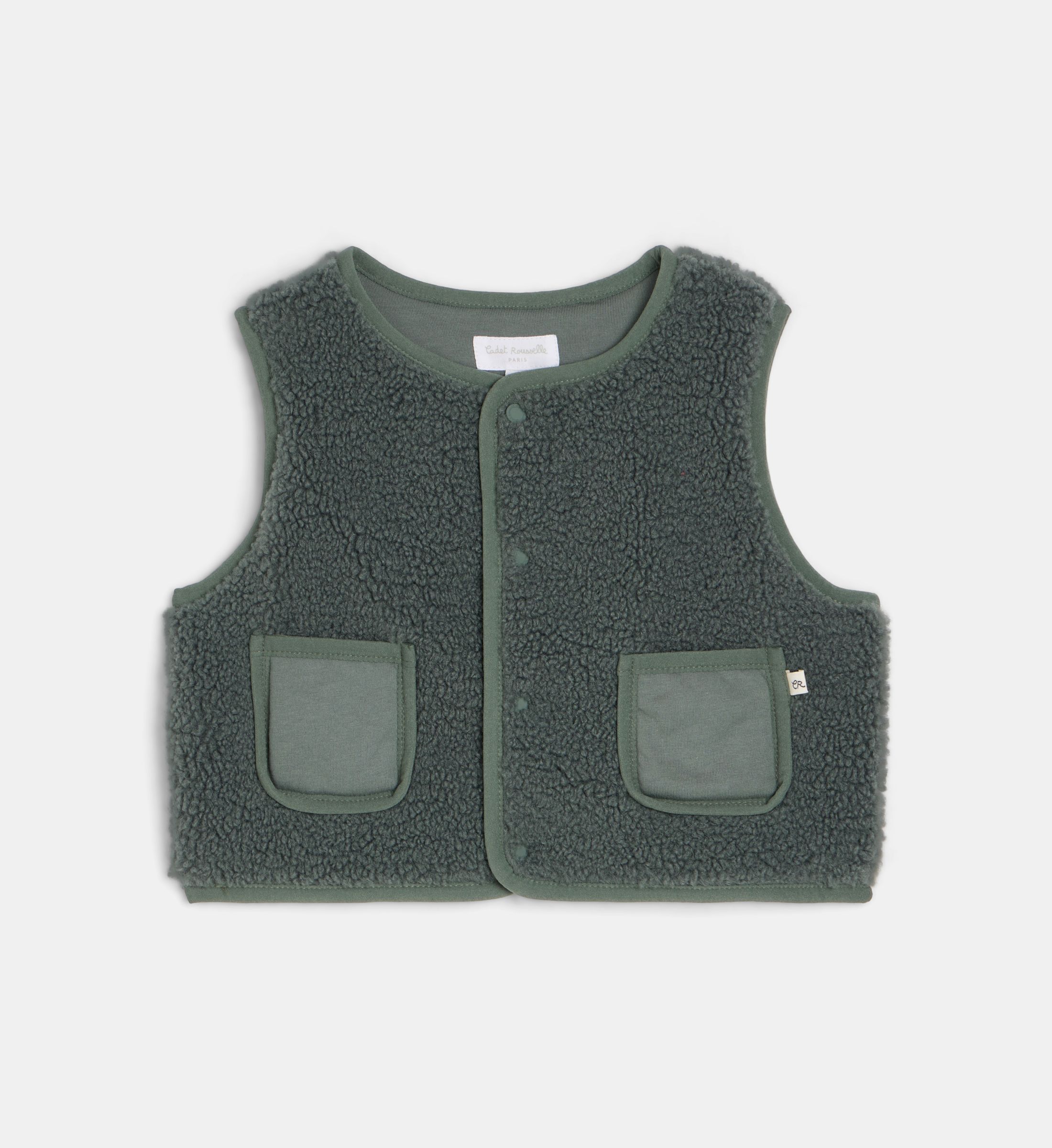 Gilet sans manches vamo effet sherpa à boutons pression, CADET ROUSSELLE