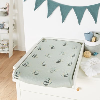 Pack of 2 Victor Panda Cotton Muslin Changing Mat Covers LA REDOUTE INTERIEURS