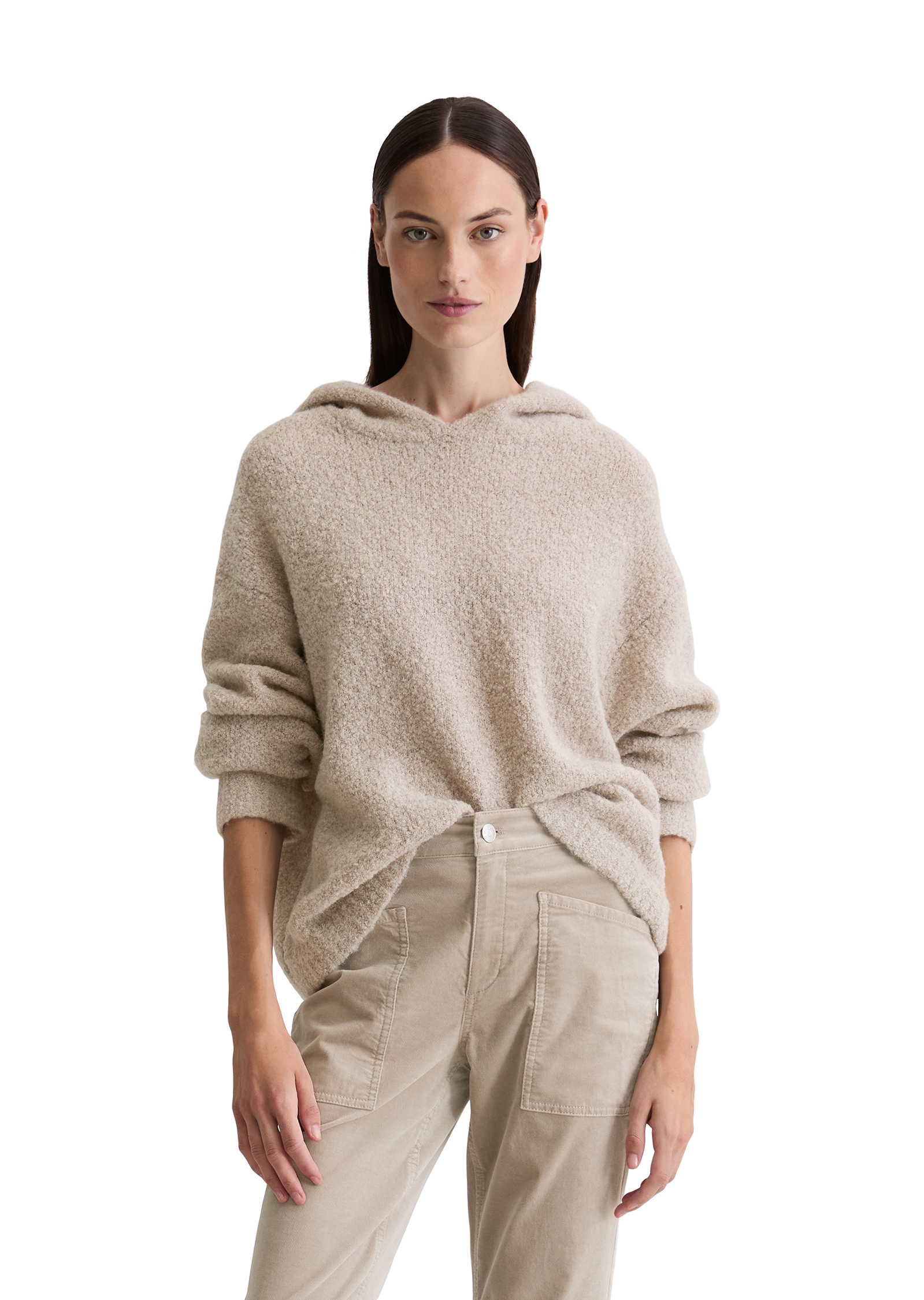 Hoodie en bouclette loose en mélange de laine vierge et de laine d'alpaga, MARC O'POLO