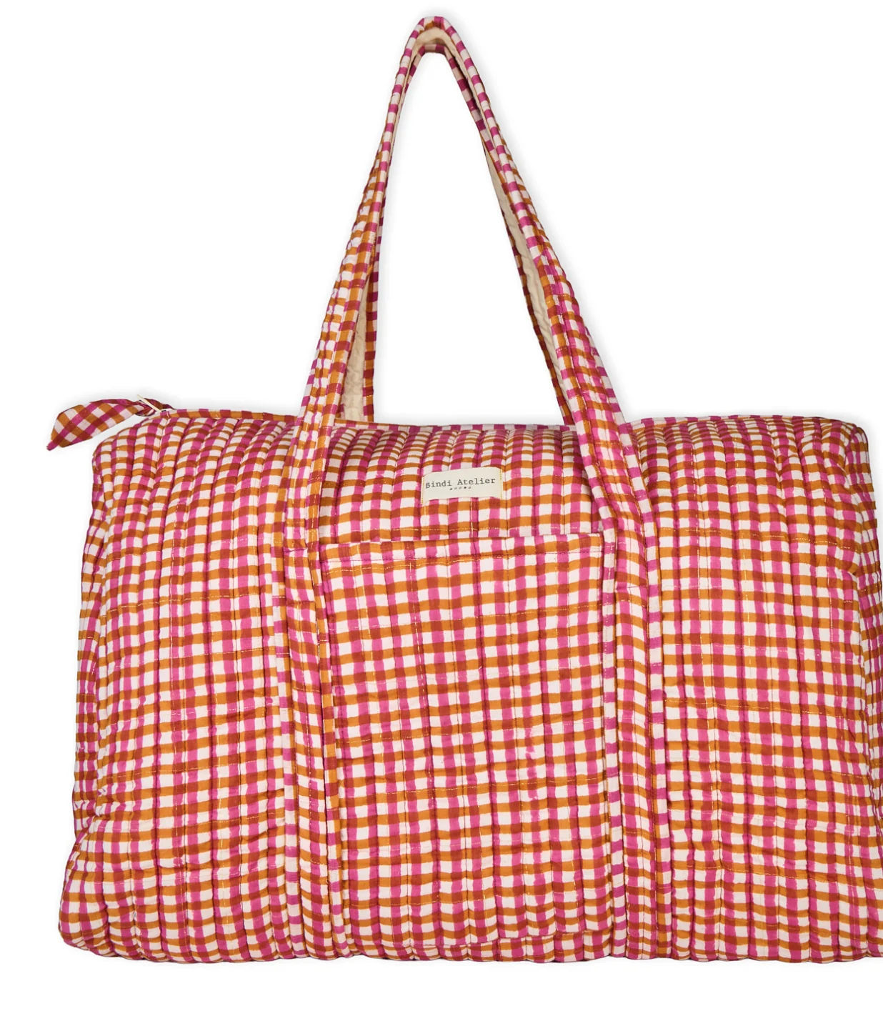 Sac weekend en coton matelassé Tara Camel, BINDI ATELIER