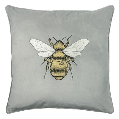 Embroidered Bee Velvet Filled Cushion 50x50cm SO'HOME