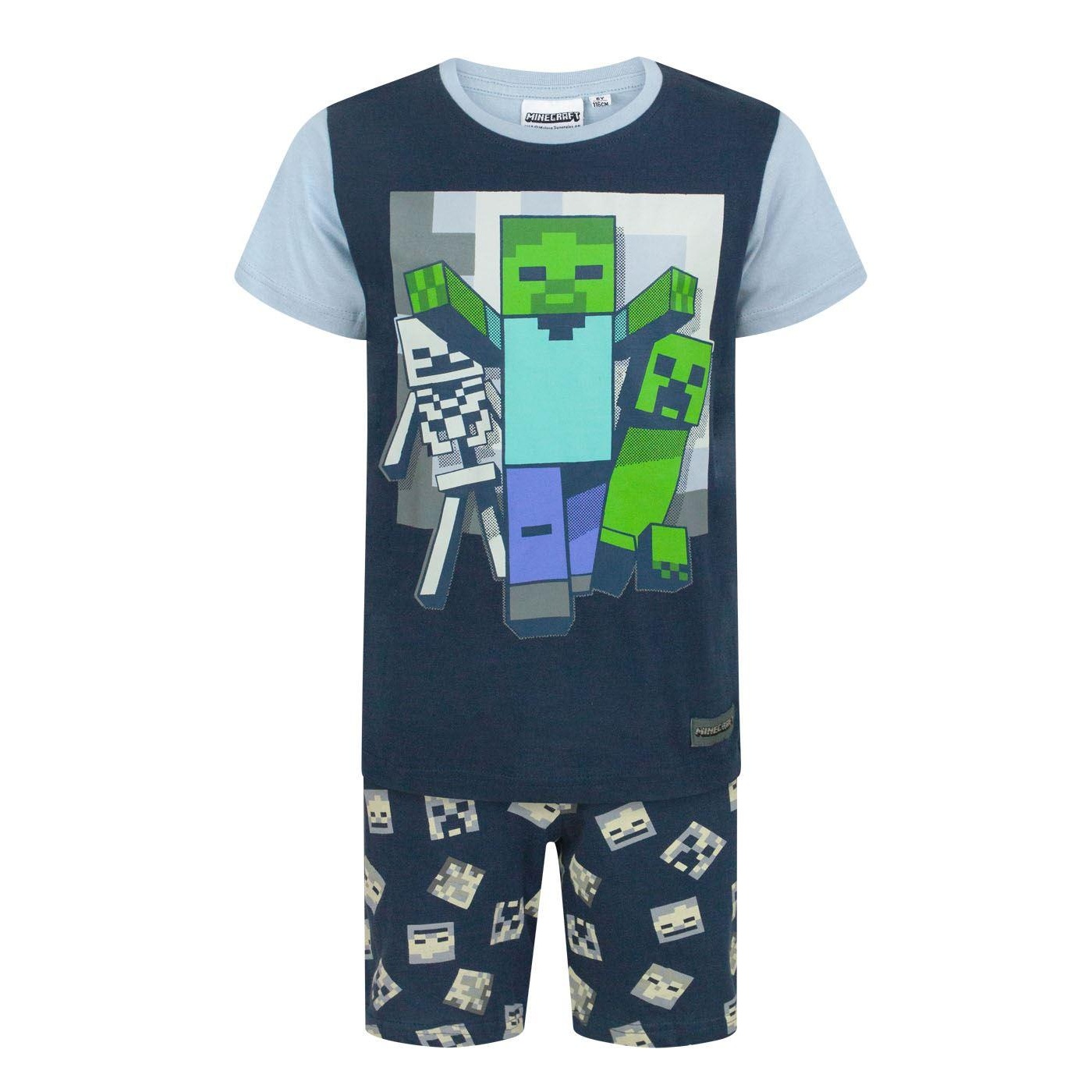 Pyjama Short Garçon Minecraft - 100% Coton, Confortable Et Respirant | Idéal Pour L'Été Et Les Fans De Jeu