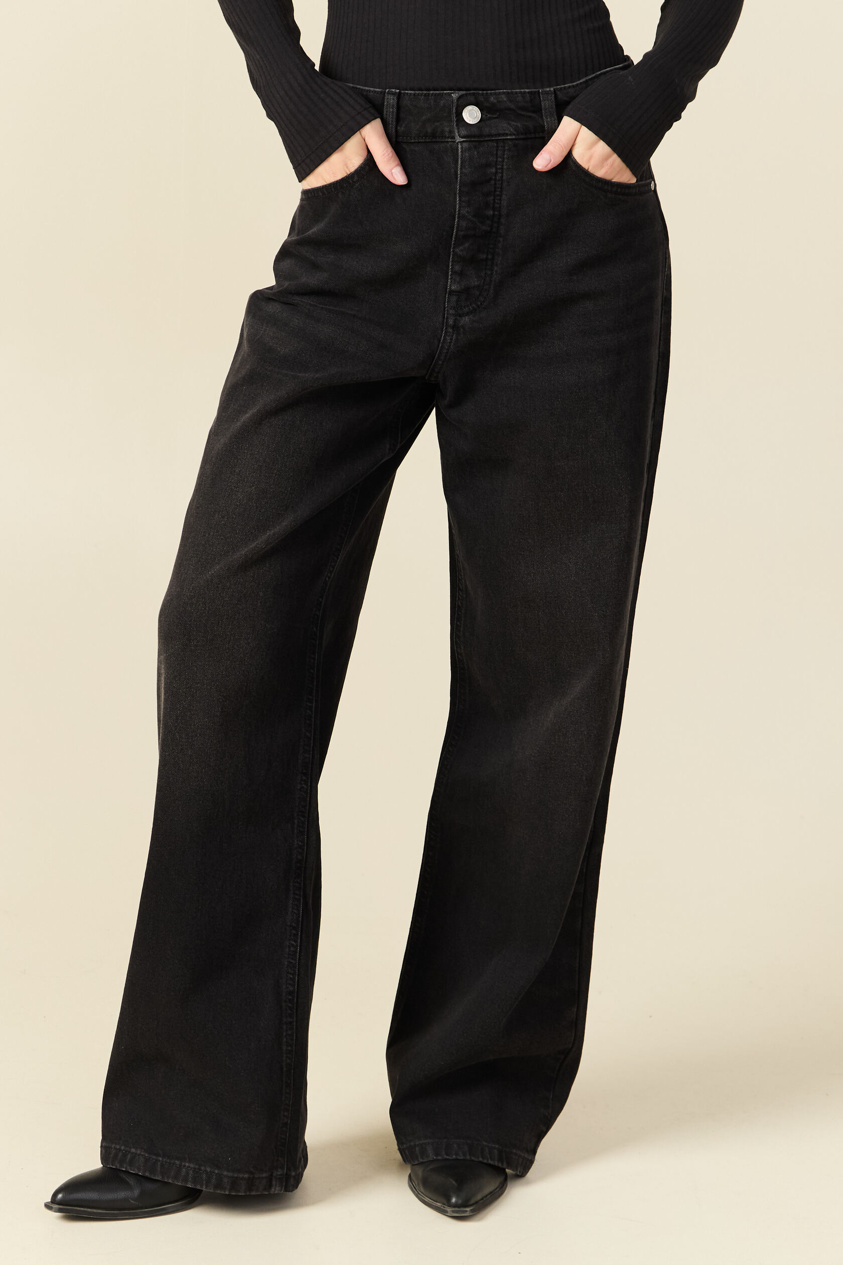 Jeans large taille haute, BONOBO
