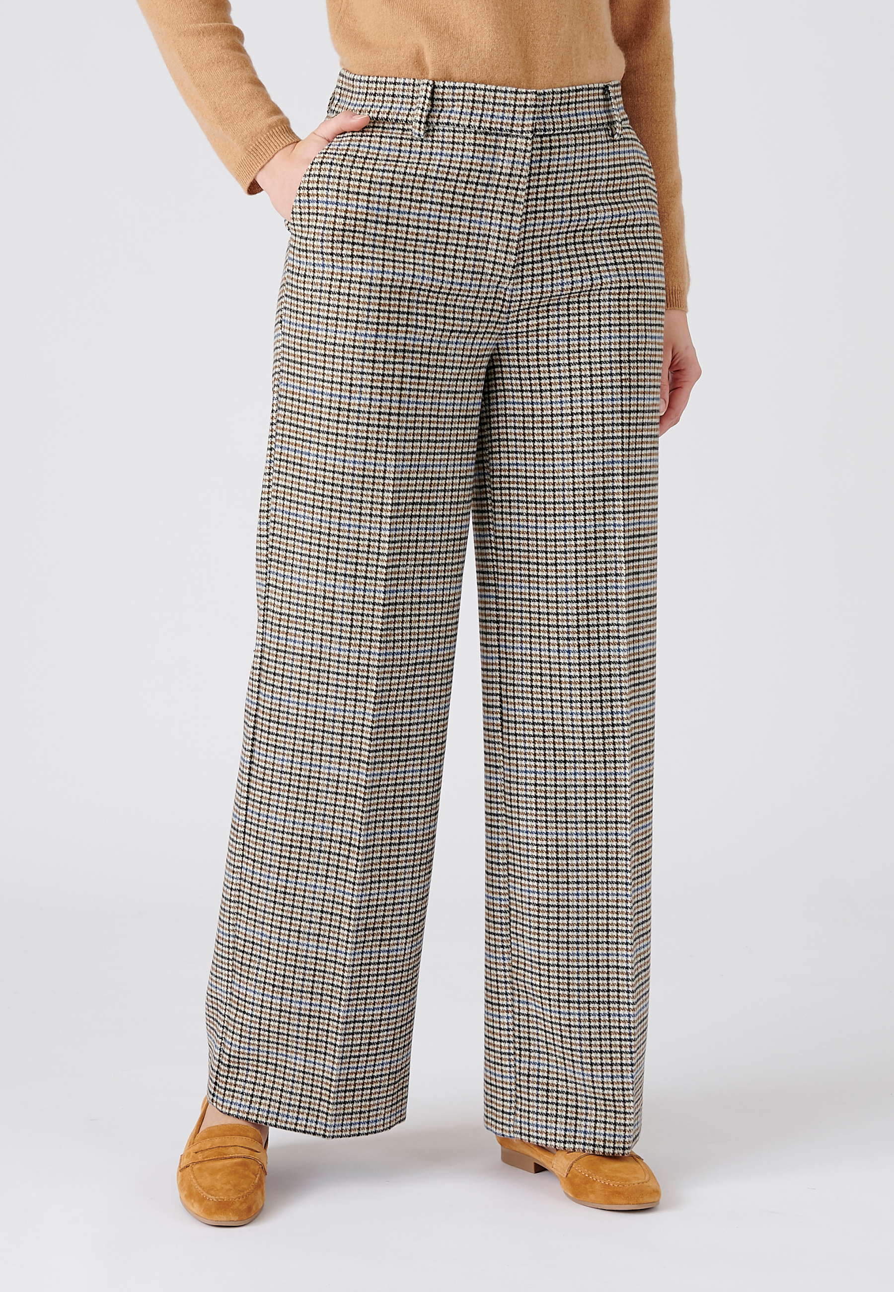 Pantalon large à carreaux, DAMART