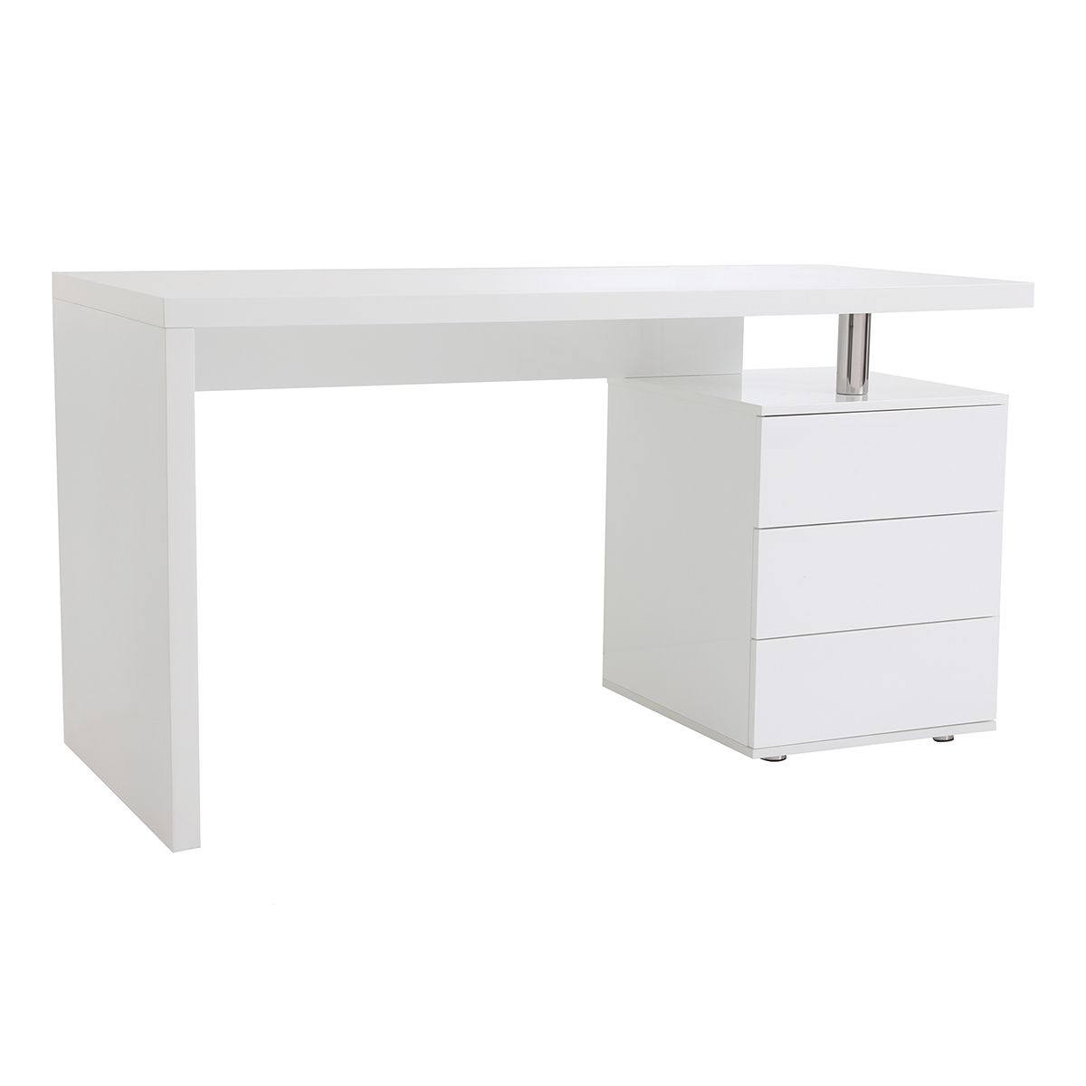 Bureau avec rangements 3 tiroirs design bois clair chêne et blanc