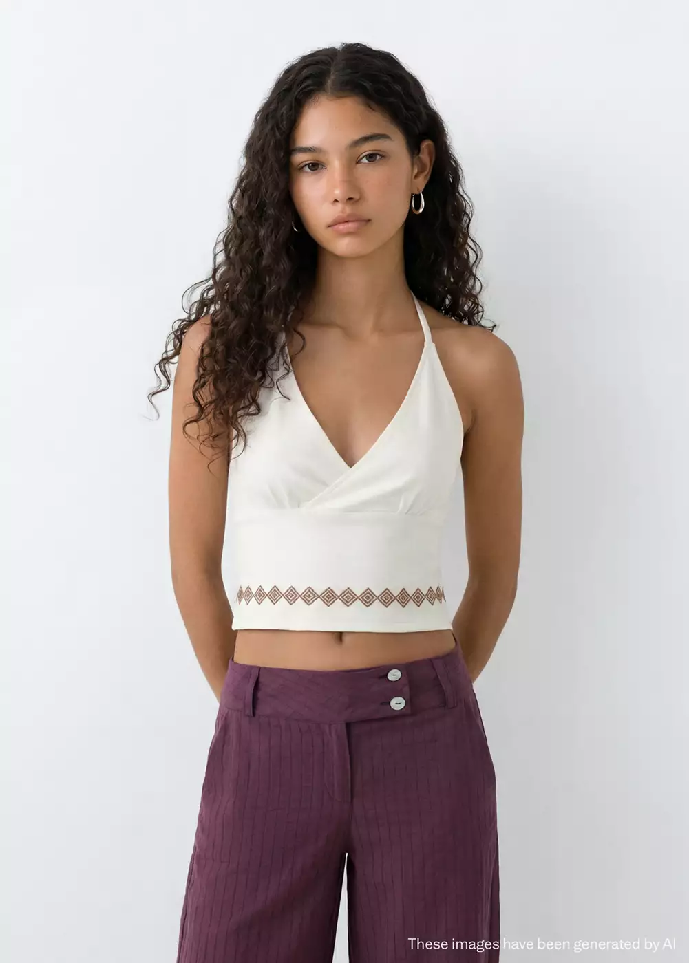 Top dos-nu avec détails brodés, MANGO TEEN