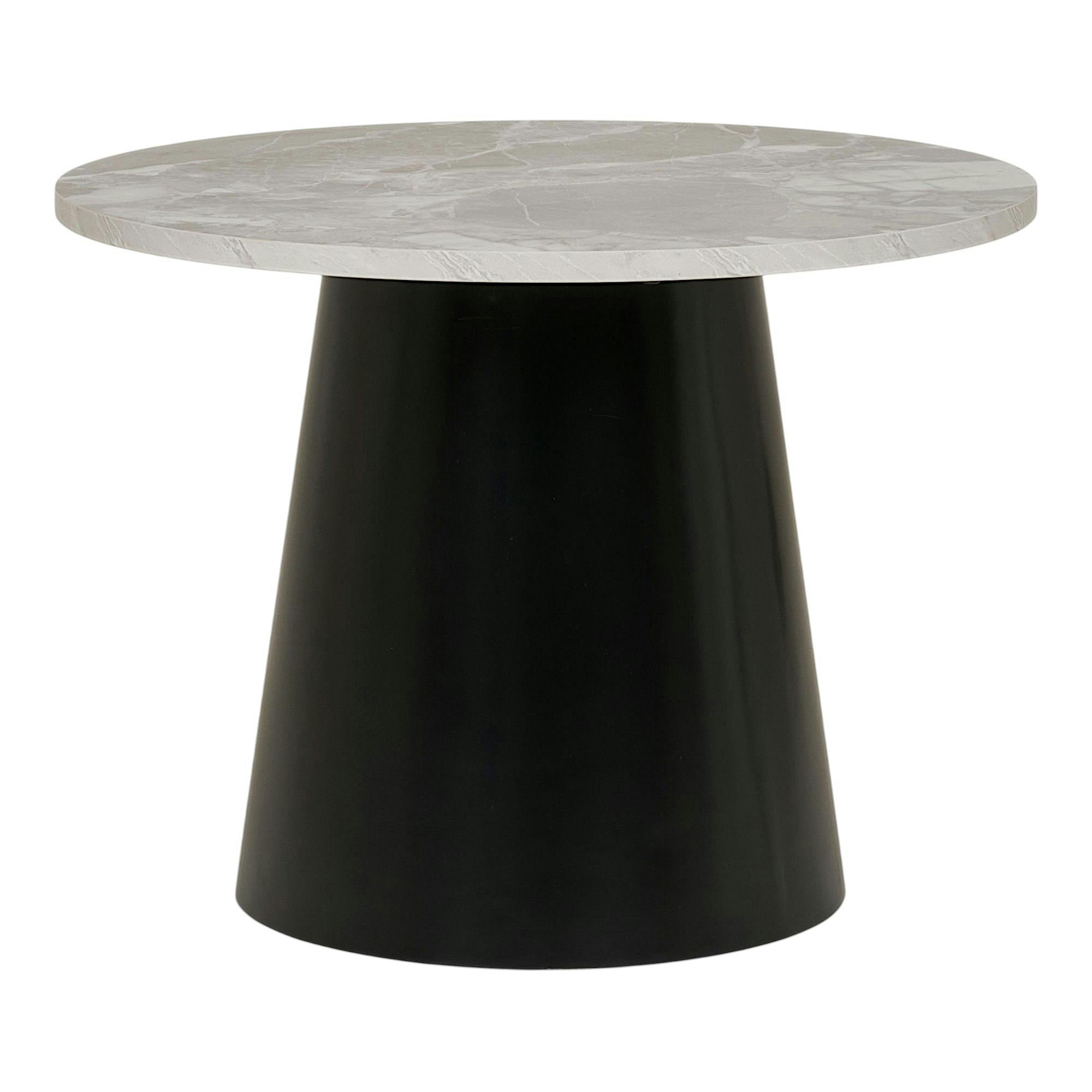 Petite table basse ronde décor marbre gris et métal noir TORANO, PIER IMPORT