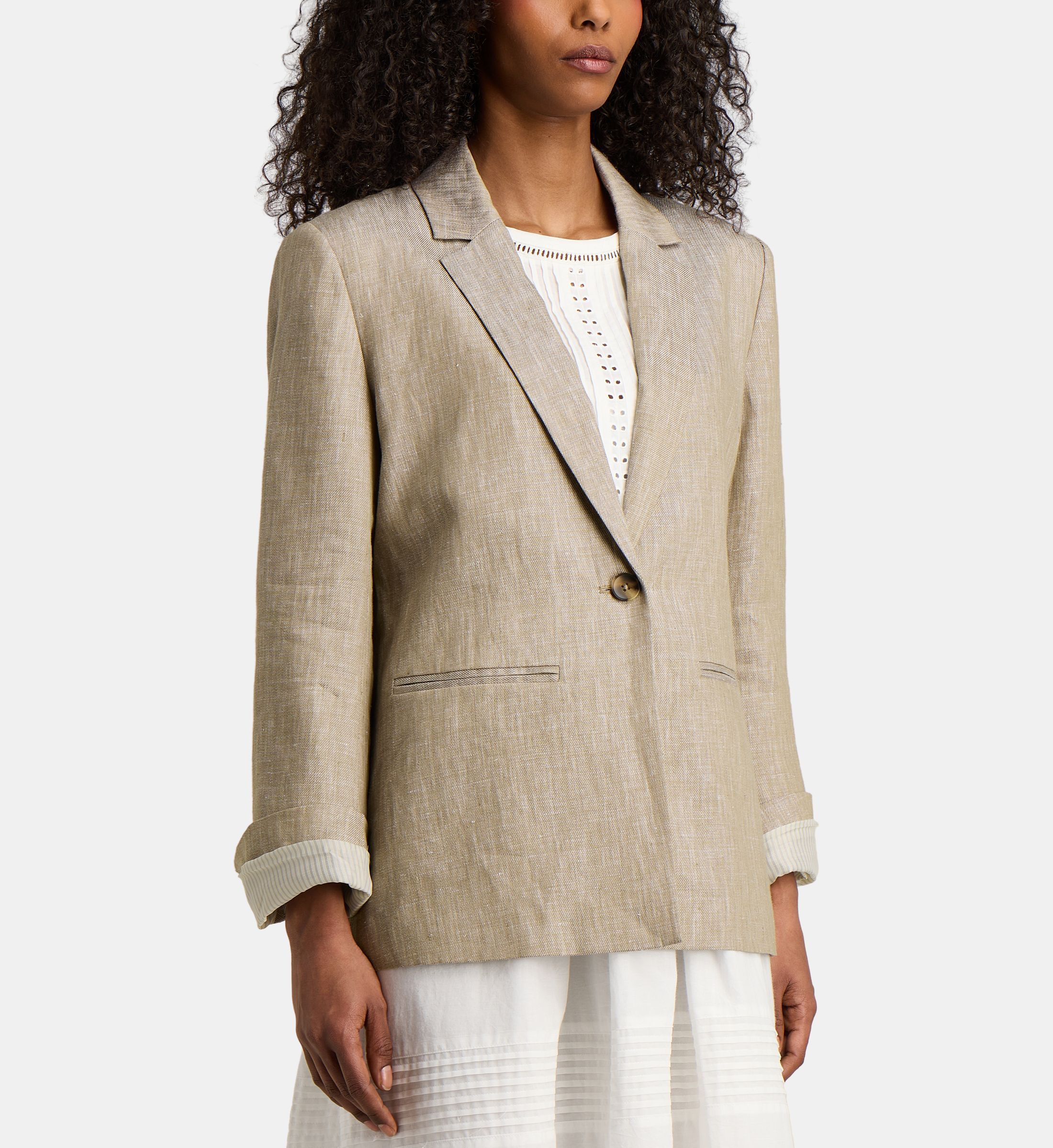 Veste classique napoli droite longue en lin, JODHPUR
