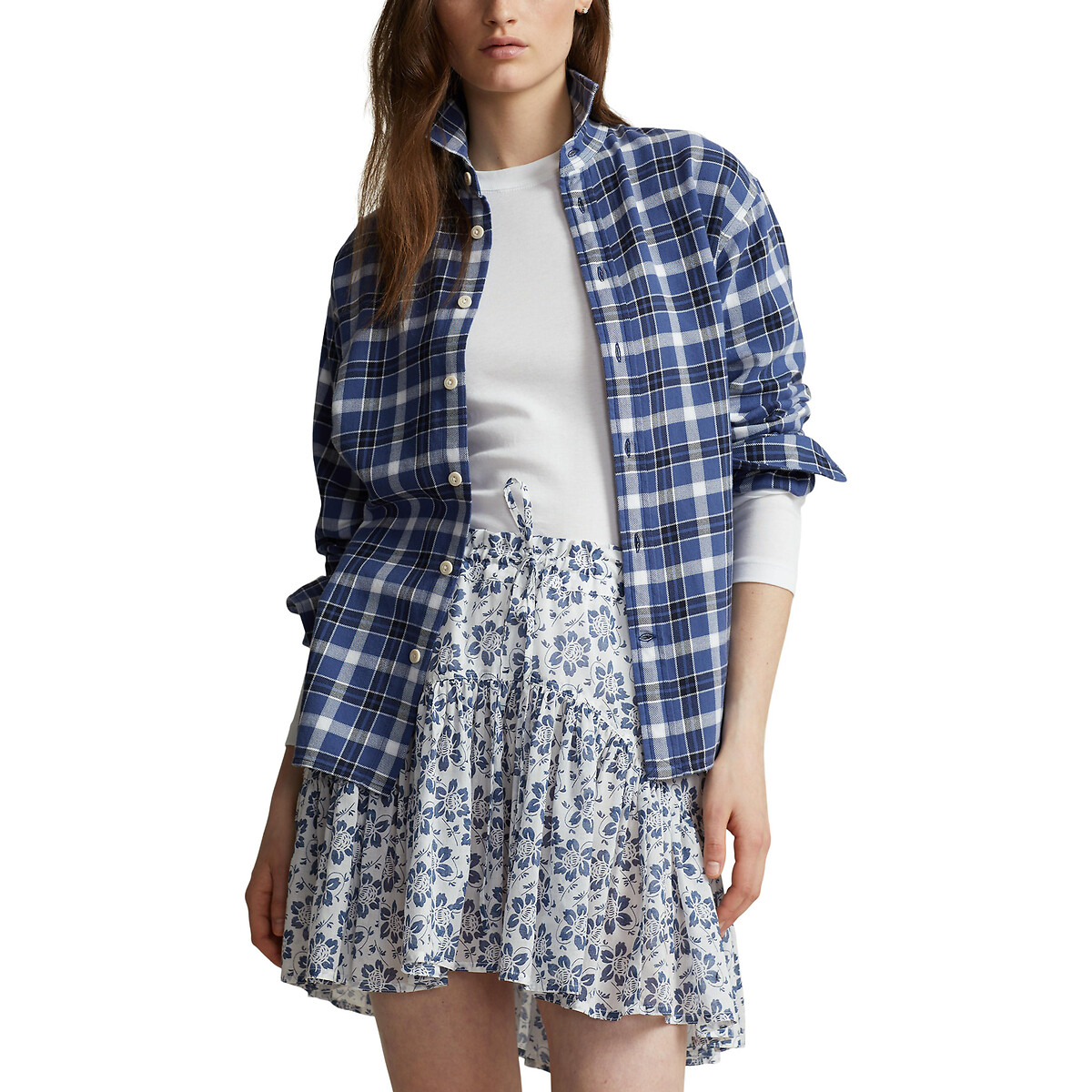 Long checked 2024 shirt womens