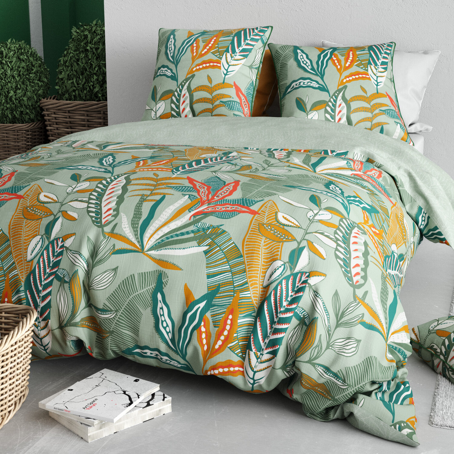 Parure housse de couette en coton imprimée, Lily, C DESIGN HOME TEXTILE