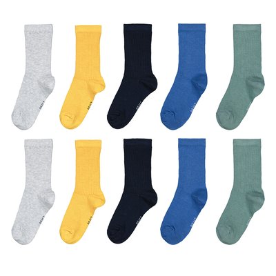 Pack of 10 Pairs of Socks in Ribbed Cotton Mix LA REDOUTE COLLECTIONS