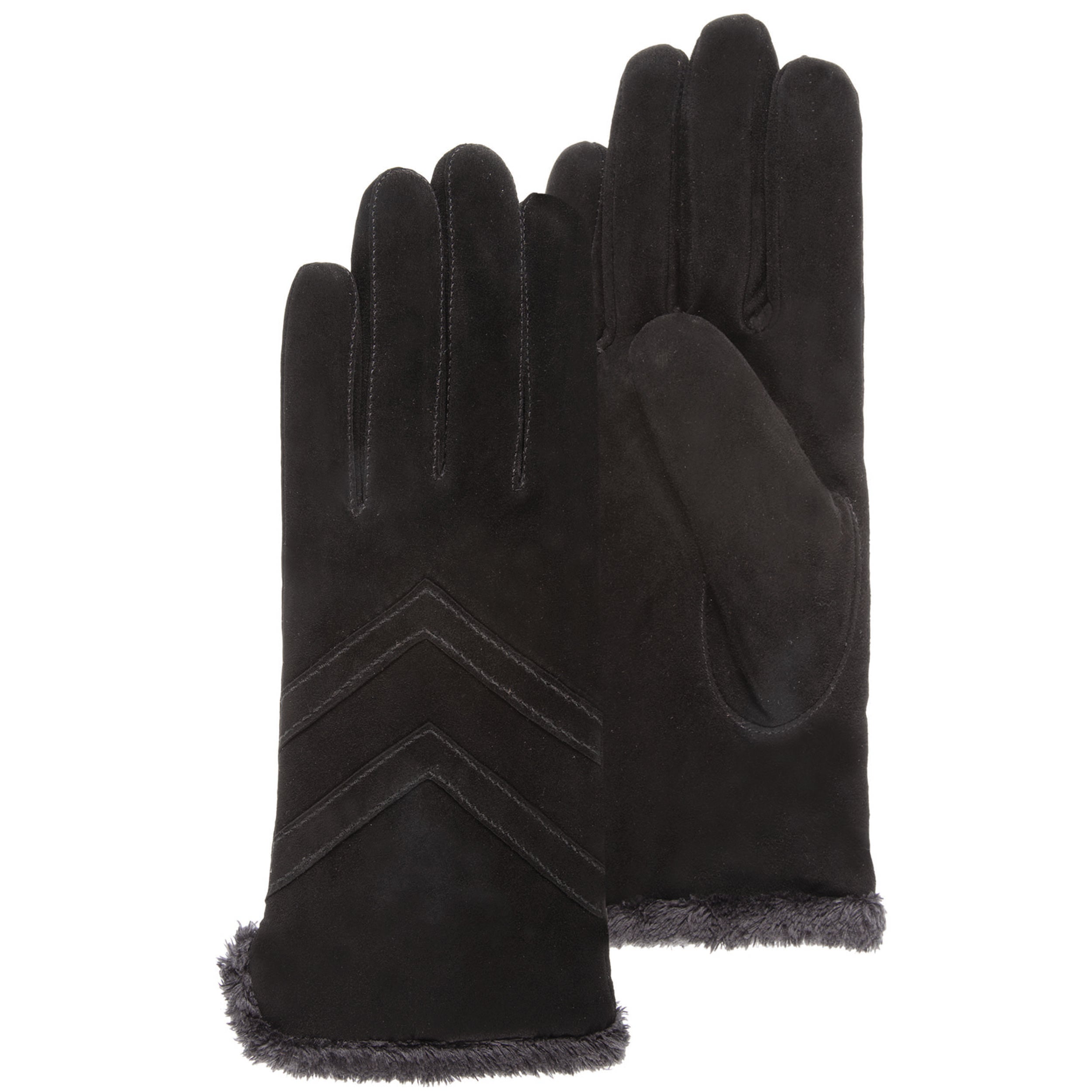 Gants tactiles en cuir de chèvre velours - doublés micro imitation fourrure, ISOTONER