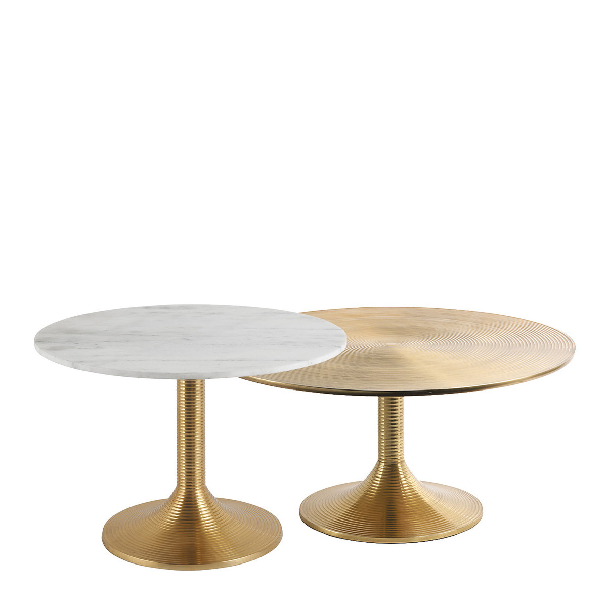 Set de 2 tables basses en laiton, BLANC D’IVOIRE