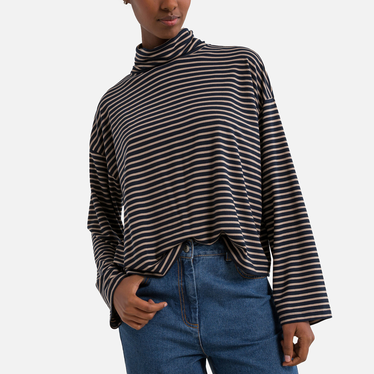 striped turtleneck t-shirt