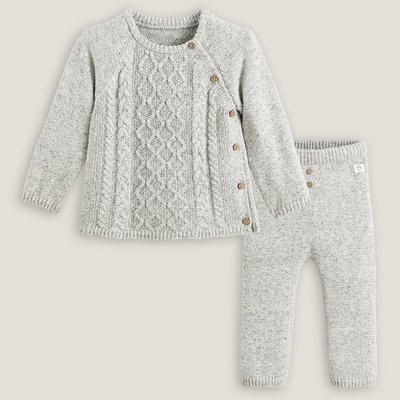 Cotton Mix Cardigan/Leggings Outfit LA REDOUTE COLLECTIONS